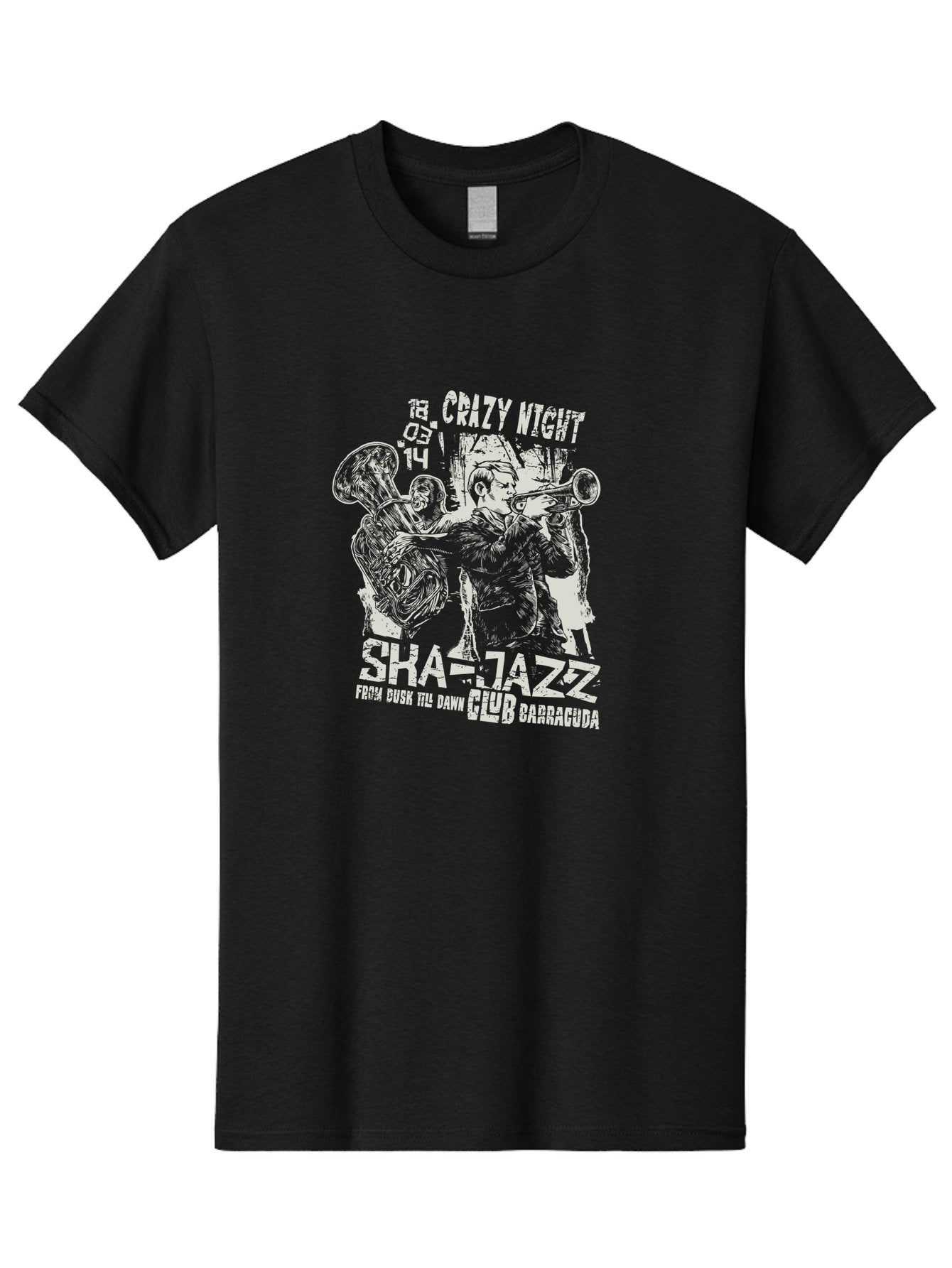 Crazy Night Jazz Club Men'S Graphic Tee, 100% Cotton, Comfortable Casual Summer Wear, Machine Washable, Jazz Night, Live Music, Sha-Jazz Performance, Crazy Night Event, Musicians Playing Instruments, Trumpet Player, Saxophonist, 18.05.14, Aae211 6