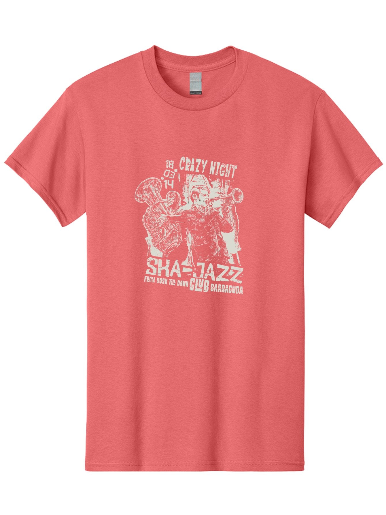 Crazy Night Jazz Club Men'S Graphic Tee, 100% Cotton, Comfortable Casual Summer Wear, Machine Washable, Jazz Night, Live Music, Sha-Jazz Performance, Crazy Night Event, Musicians Playing Instruments, Trumpet Player, Saxophonist, 18.05.14, Aae211 8