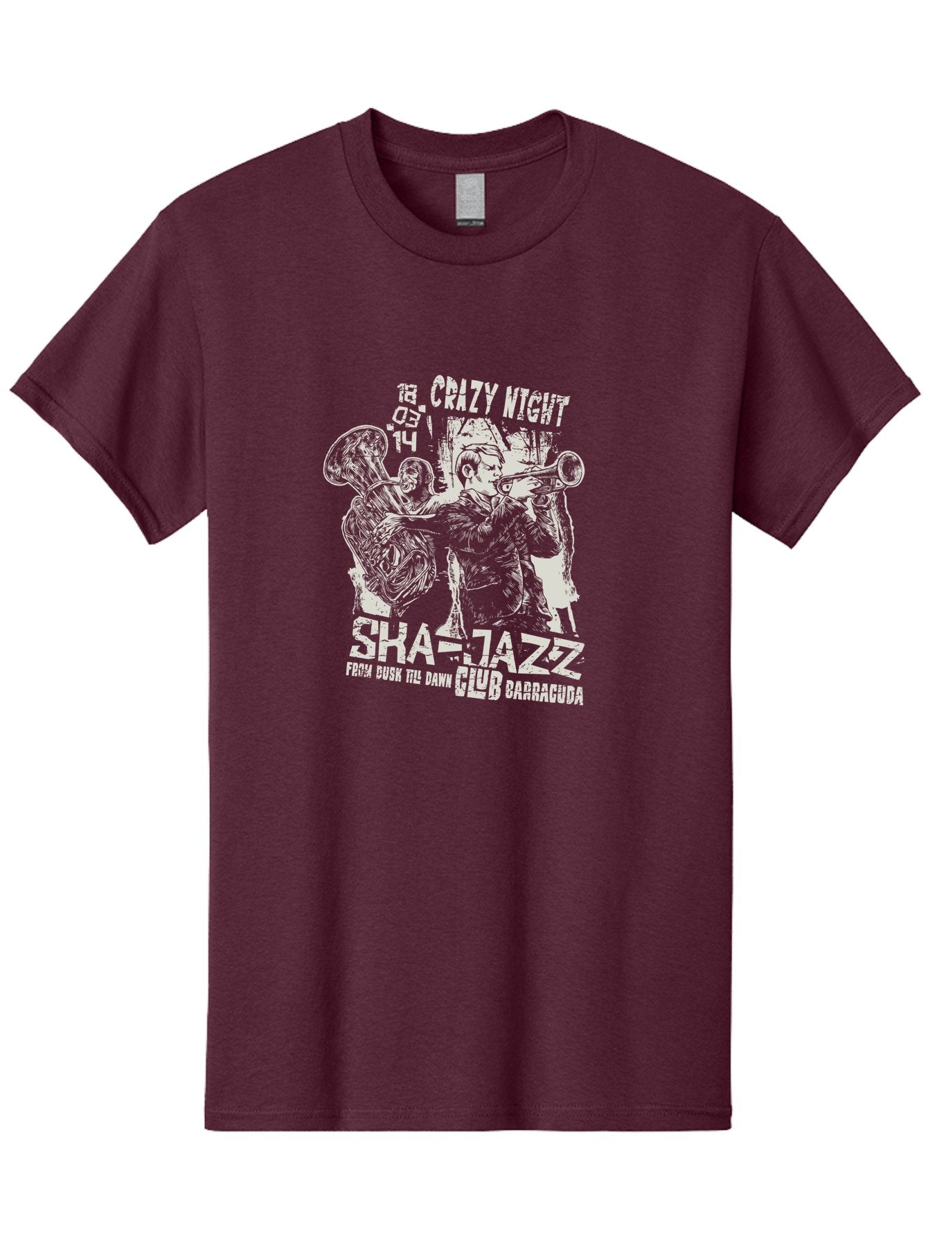 Crazy Night Jazz Club Men'S Graphic Tee, 100% Cotton, Comfortable Casual Summer Wear, Machine Washable, Jazz Night, Live Music, Sha-Jazz Performance, Crazy Night Event, Musicians Playing Instruments, Trumpet Player, Saxophonist, 18.05.14, Aae211 7