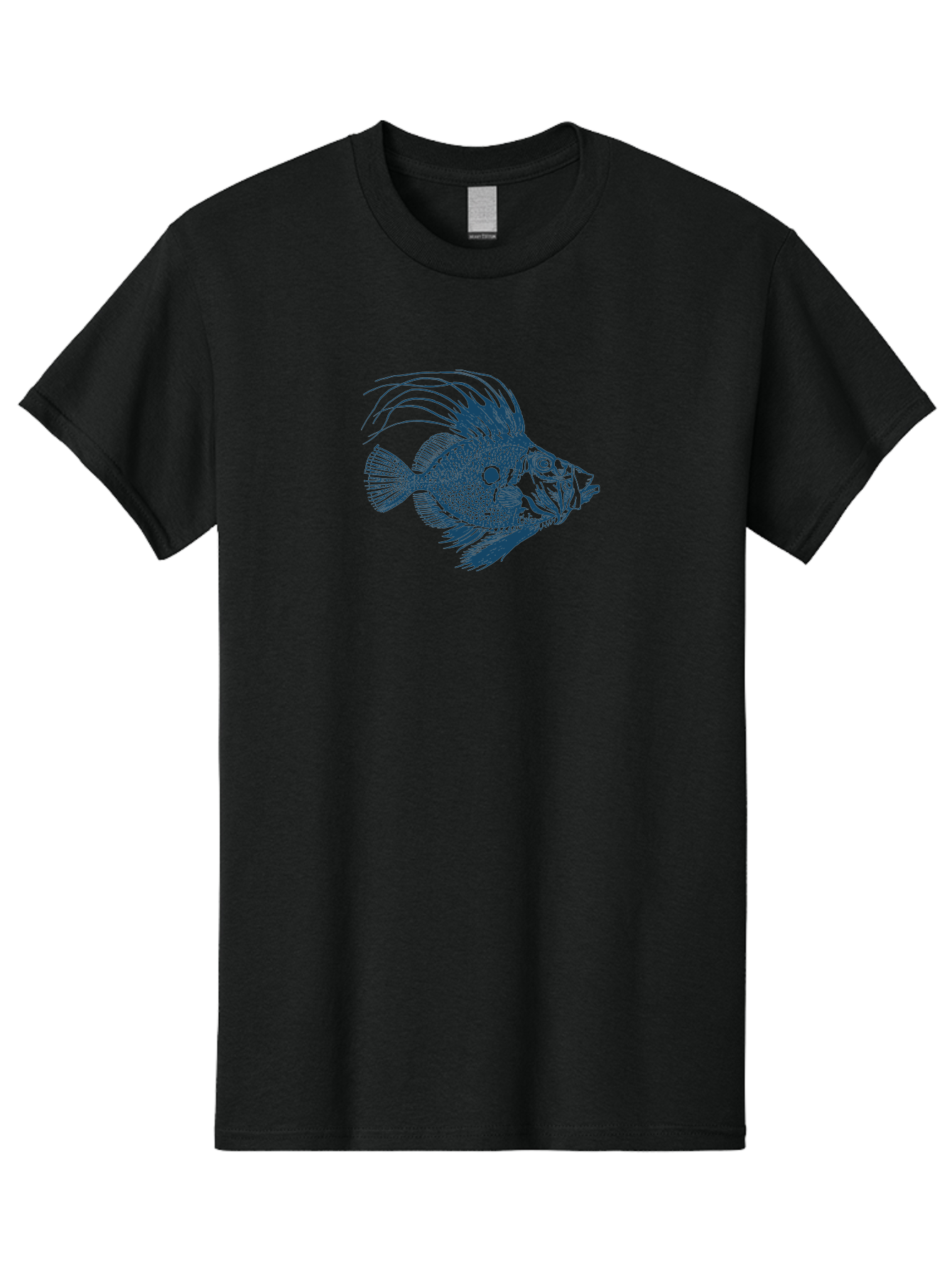 Crestthorn Fish Men'S Graphic Tee, 100% Cotton, Comfortable Casual Summer Wear, Machine Washable, Blue Fish, Detailed Illustration, Marine Life, Aquatic Animal, Fins, Scales, Underwater World, Ocean Creature, Vibrant Artwork, Textured Design, Aae213 17