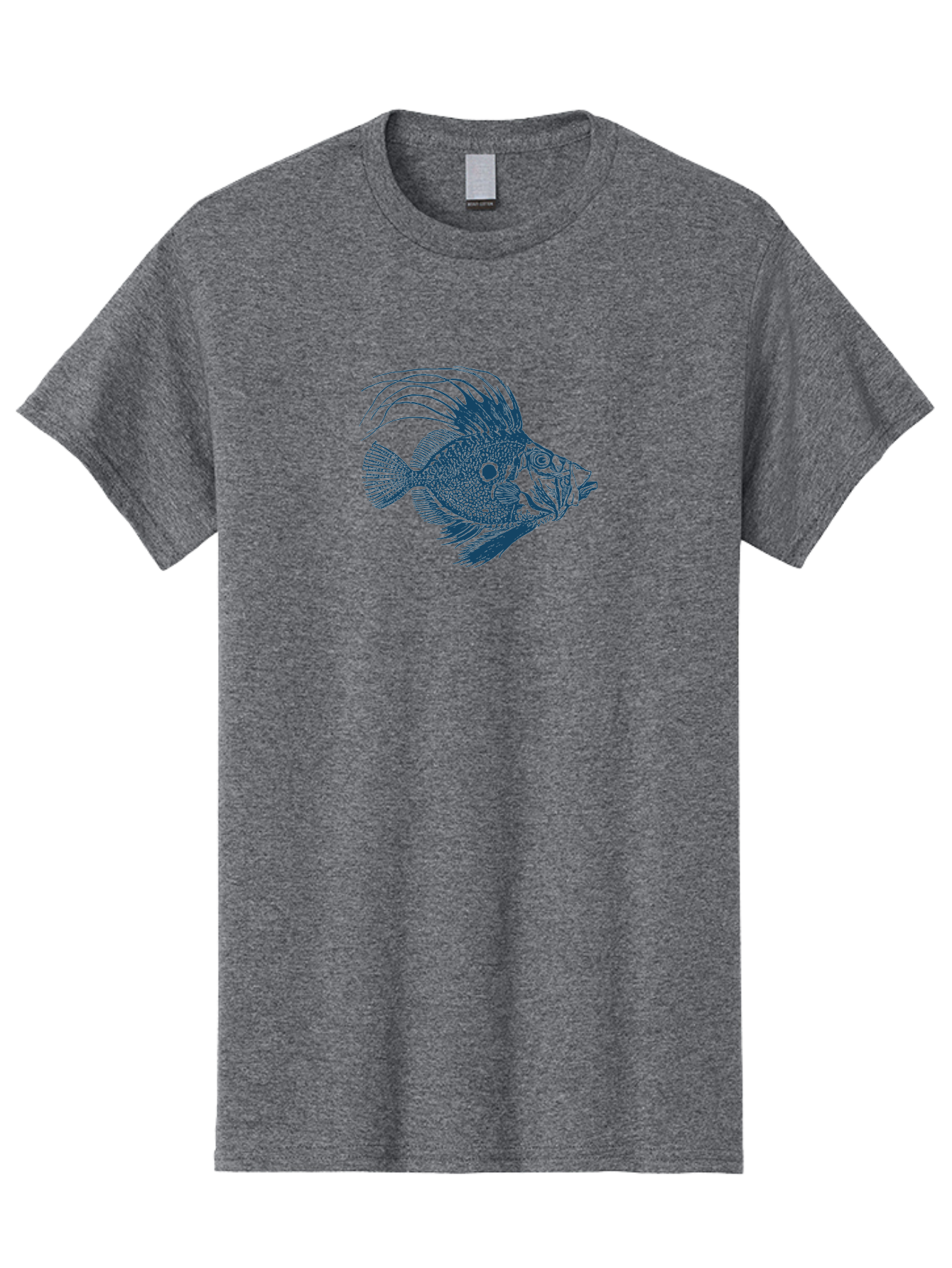 Crestthorn Fish Men'S Graphic Tee, 100% Cotton, Comfortable Casual Summer Wear, Machine Washable, Blue Fish, Detailed Illustration, Marine Life, Aquatic Animal, Fins, Scales, Underwater World, Ocean Creature, Vibrant Artwork, Textured Design, Aae213 29