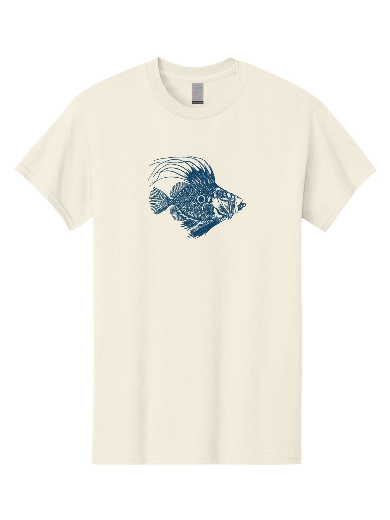 Crestthorn Fish Men'S Graphic Tee, 100% Cotton, Comfortable Casual Summer Wear, Machine Washable, Blue Fish, Detailed Illustration, Marine Life, Aquatic Animal, Fins, Scales, Underwater World, Ocean Creature, Vibrant Artwork, Textured Design, Aae213 8