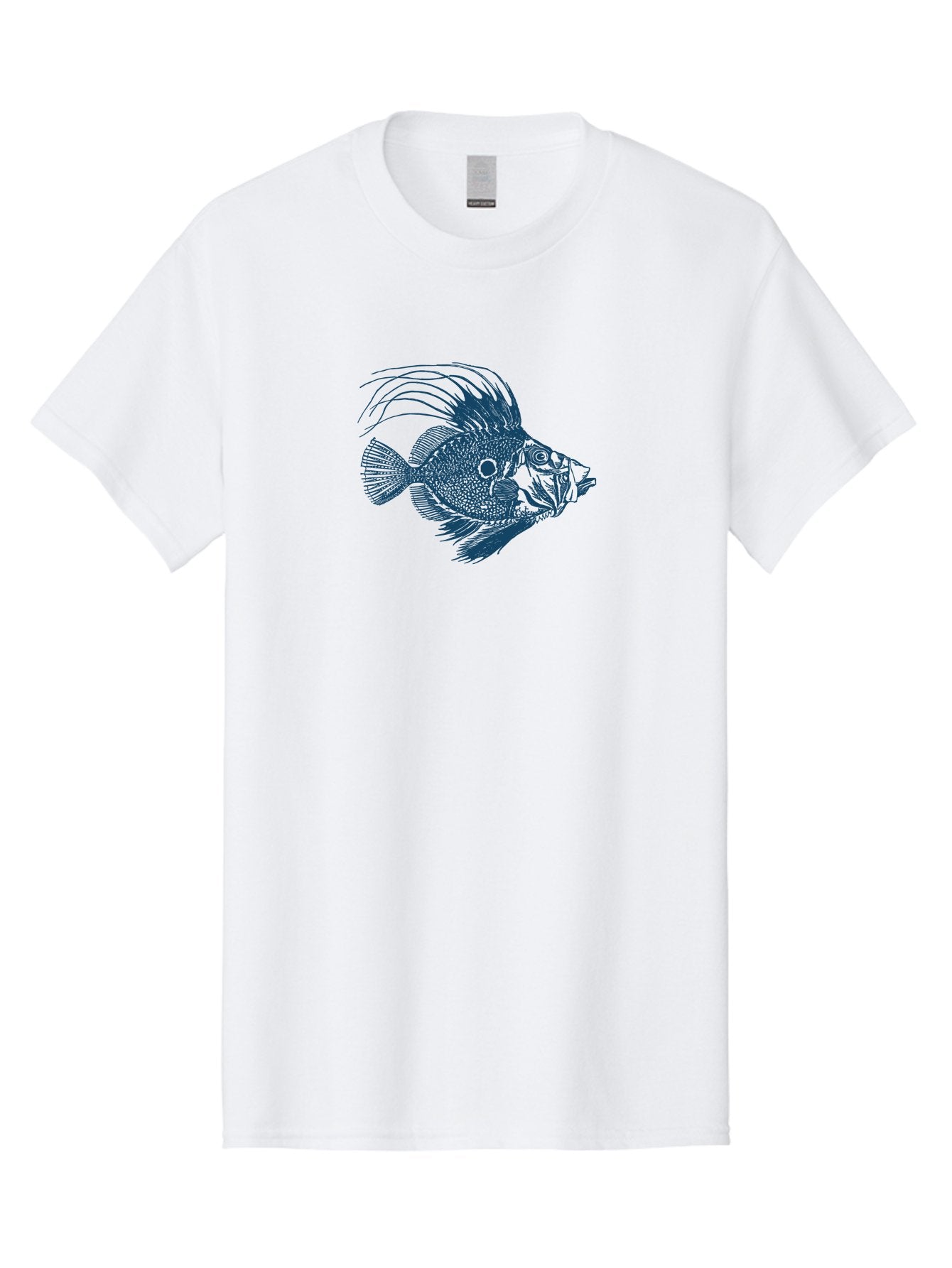 Crestthorn Fish Men'S Graphic Tee, 100% Cotton, Comfortable Casual Summer Wear, Machine Washable, Blue Fish, Detailed Illustration, Marine Life, Aquatic Animal, Fins, Scales, Underwater World, Ocean Creature, Vibrant Artwork, Textured Design, Aae213 11