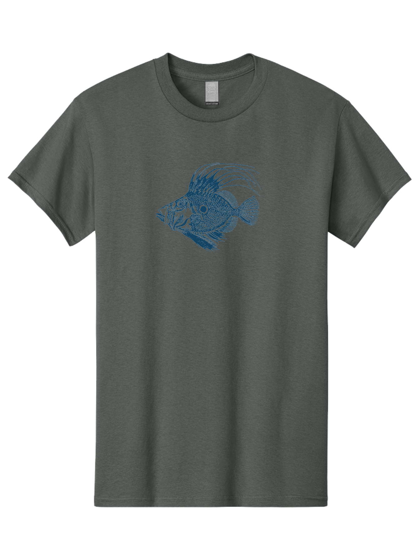 Crestthorn Fish 2 Men'S Graphic Tee, 100% Cotton, Comfortable Casual Summer Wear, Machine Washable, Cichlid Fish Illustration, Aquatic Life, Detailed Drawing, Blue And Green Hues, Fins And Scales, Freshwater Fish, Ocean Creature, Modern Art, Aae214 3