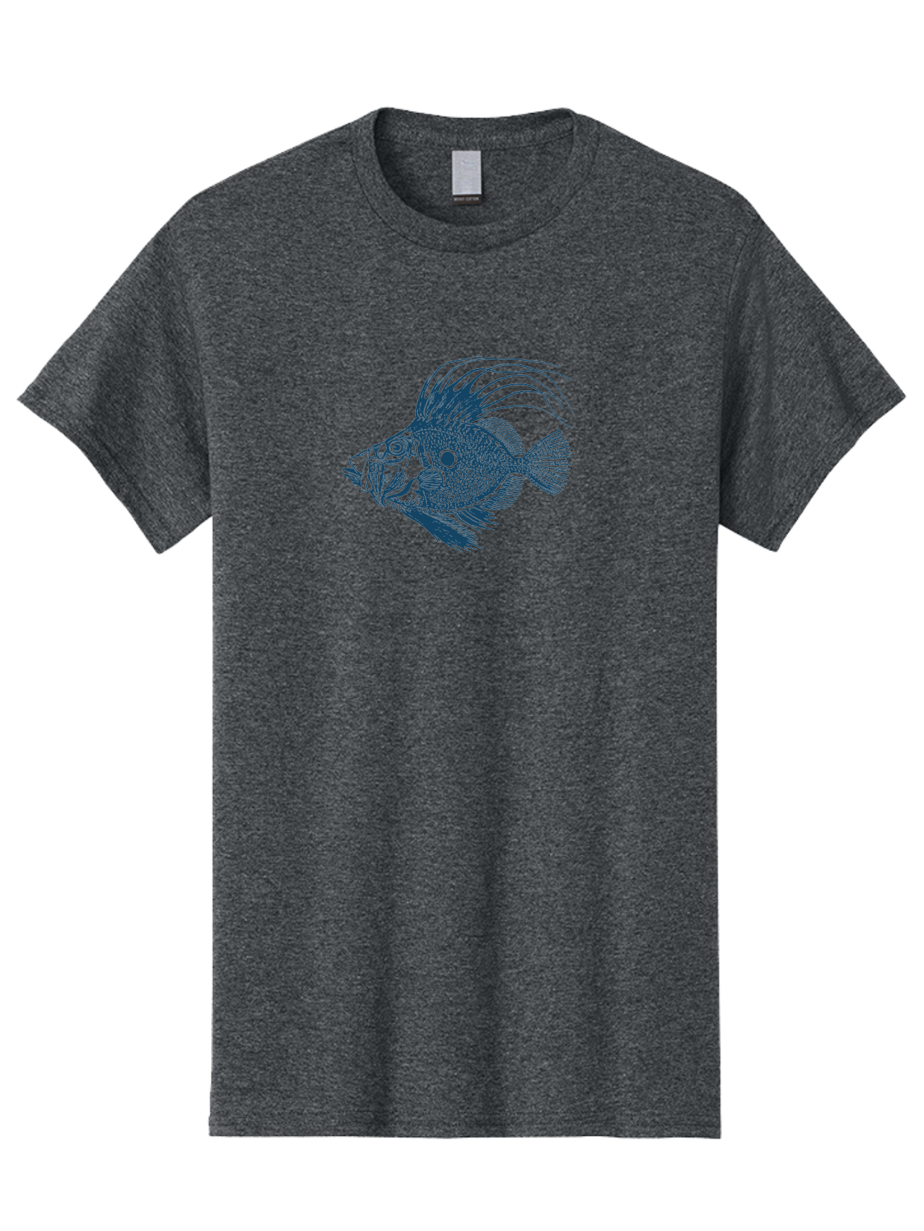 Crestthorn Fish 2 Men'S Graphic Tee, 100% Cotton, Comfortable Casual Summer Wear, Machine Washable, Cichlid Fish Illustration, Aquatic Life, Detailed Drawing, Blue And Green Hues, Fins And Scales, Freshwater Fish, Ocean Creature, Modern Art, Aae214