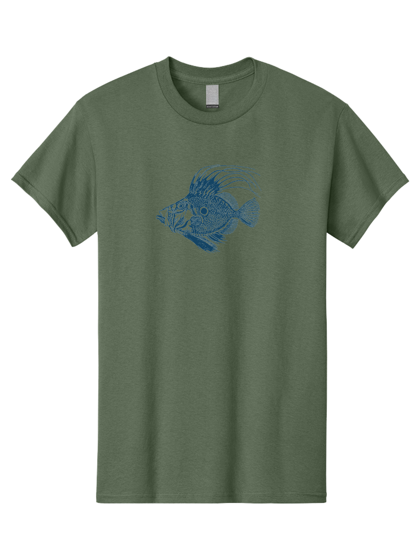 Crestthorn Fish 2 Men'S Graphic Tee, 100% Cotton, Comfortable Casual Summer Wear, Machine Washable, Cichlid Fish Illustration, Aquatic Life, Detailed Drawing, Blue And Green Hues, Fins And Scales, Freshwater Fish, Ocean Creature, Modern Art, Aae214 13