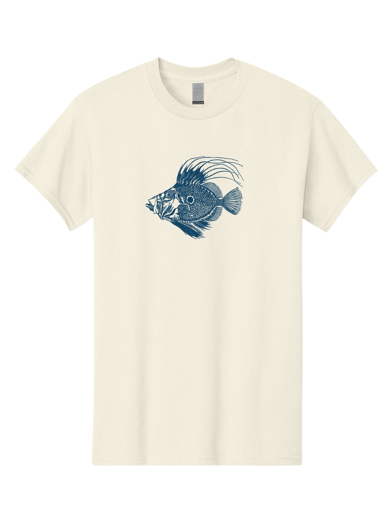 Crestthorn Fish 2 Men'S Graphic Tee, 100% Cotton, Comfortable Casual Summer Wear, Machine Washable, Cichlid Fish Illustration, Aquatic Life, Detailed Drawing, Blue And Green Hues, Fins And Scales, Freshwater Fish, Ocean Creature, Modern Art, Aae214 11