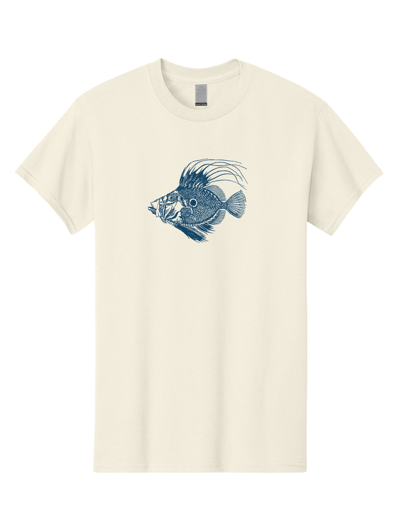 Crestthorn Fish 2 Men'S Graphic Tee, 100% Cotton, Comfortable Casual Summer Wear, Machine Washable, Cichlid Fish Illustration, Aquatic Life, Detailed Drawing, Blue And Green Hues, Fins And Scales, Freshwater Fish, Ocean Creature, Modern Art, Aae214 7