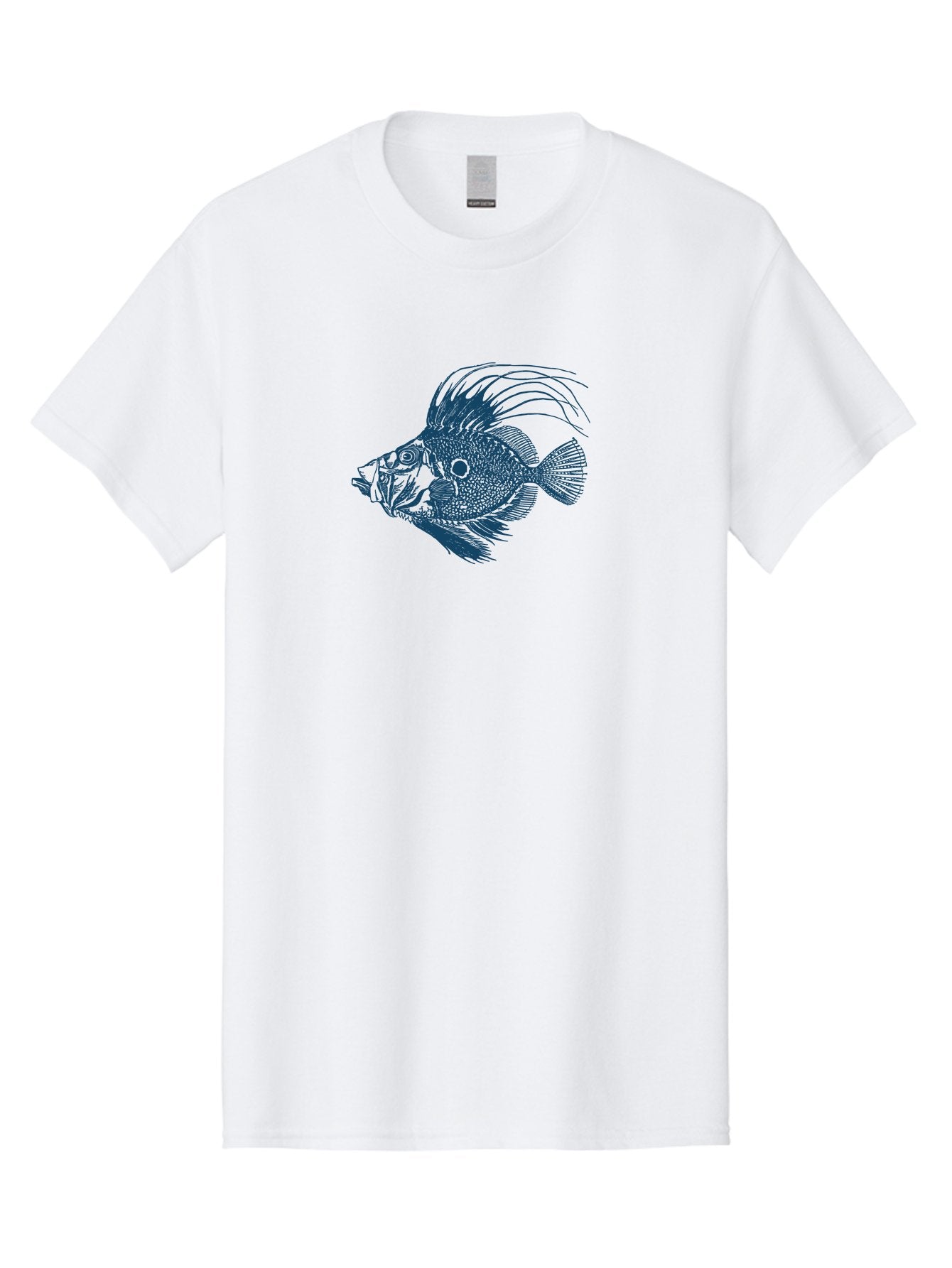 Crestthorn Fish 2 Men'S Graphic Tee, 100% Cotton, Comfortable Casual Summer Wear, Machine Washable, Cichlid Fish Illustration, Aquatic Life, Detailed Drawing, Blue And Green Hues, Fins And Scales, Freshwater Fish, Ocean Creature, Modern Art, Aae214 10