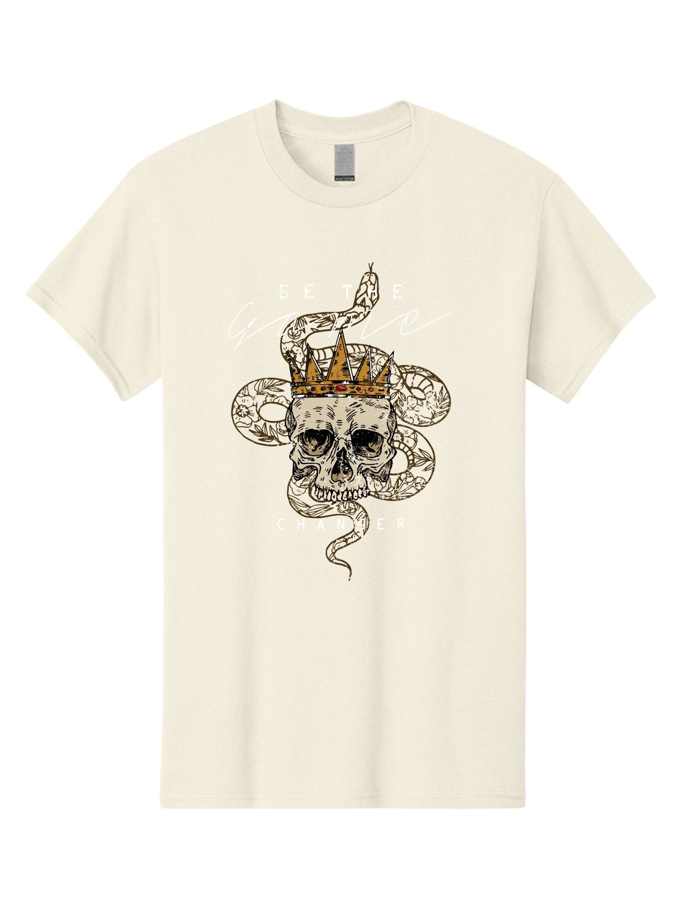 Crown Skull Men'S Graphic Tee, 100% Cotton, Comfortable Casual Summer Wear, Machine Washable, Skull With Crown And Snake, Game Changer, Motivational Quote, Skull Art, Crowned Skull, Snake Illustration, Bold Graphics, Edgy Design, Aae216 3