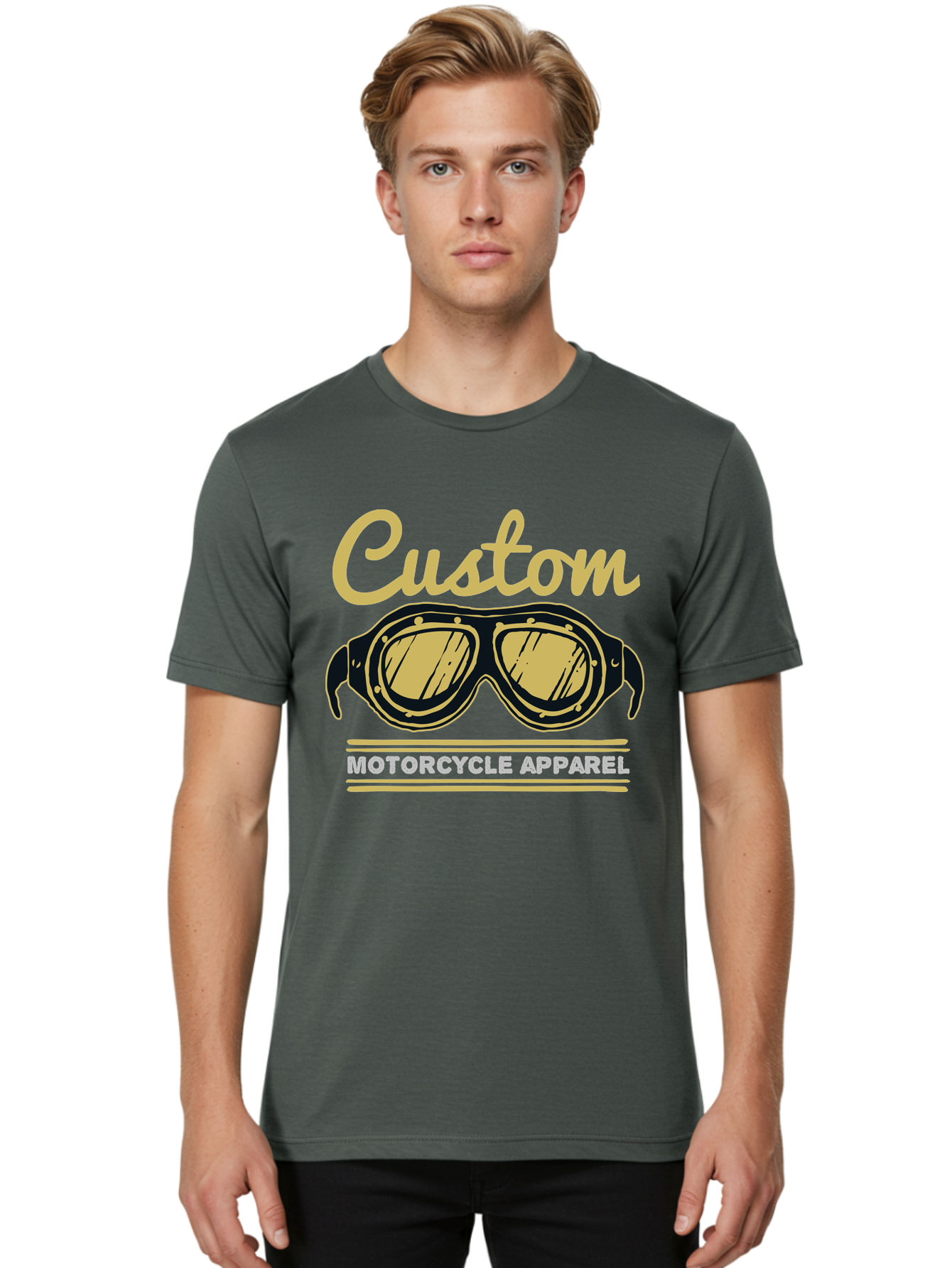 Custom Apparel Men'S Graphic Tee, 100% Cotton, Comfortable Casual Summer Wear, Machine Washable, Vintage Motorcycle Goggles, Custom Apparel, Biker Accessories, Retro Style, Motorcycle Culture, Custom Clothing Aae221 6