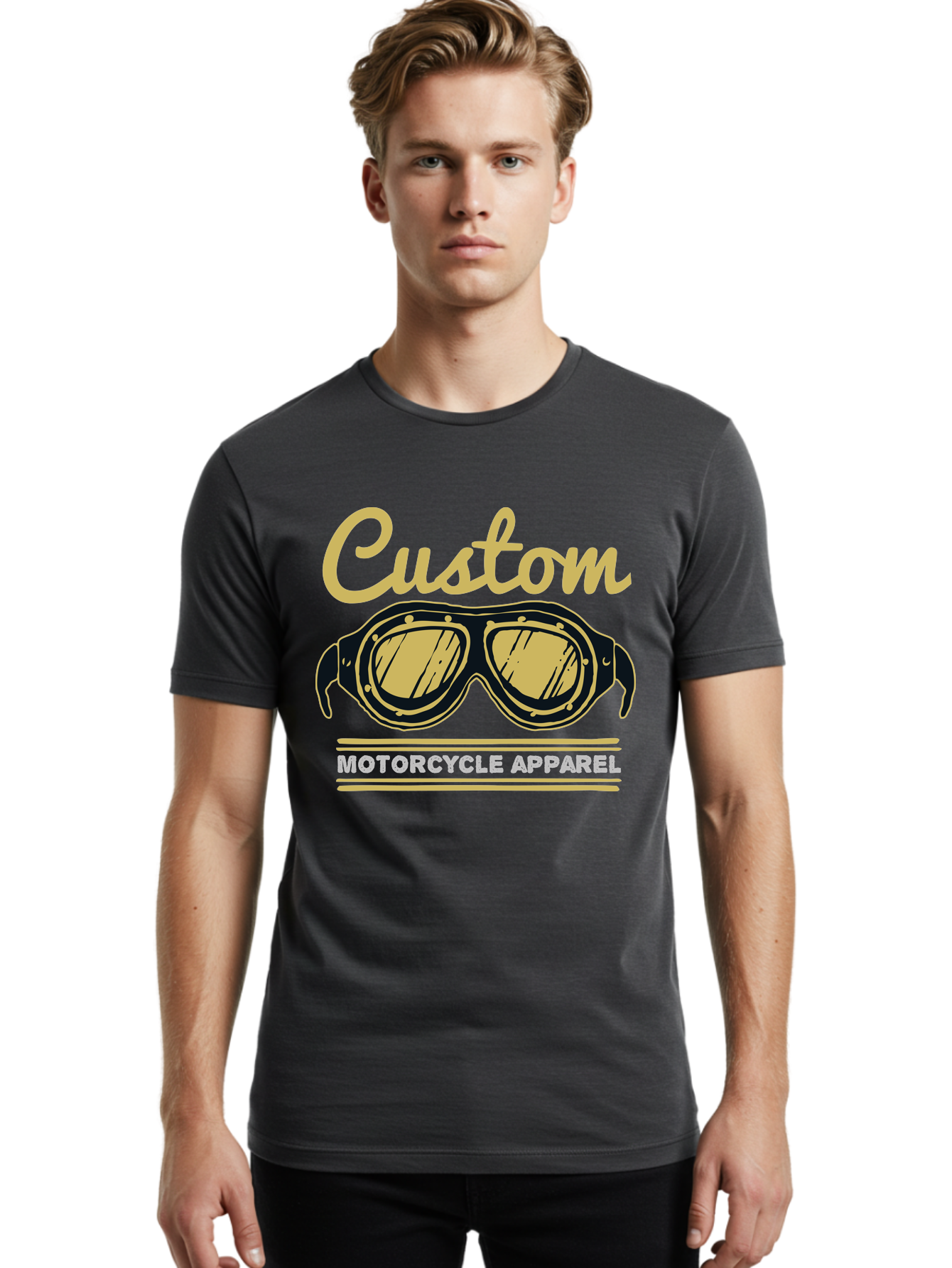 Custom Apparel Men'S Graphic Tee, 100% Cotton, Comfortable Casual Summer Wear, Machine Washable, Vintage Motorcycle Goggles, Custom Apparel, Biker Accessories, Retro Style, Motorcycle Culture, Custom Clothing Aae221 24