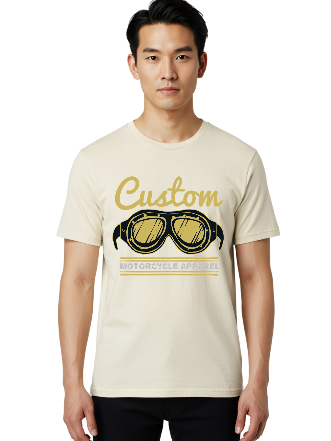 Custom Apparel Men'S Graphic Tee, 100% Cotton, Comfortable Casual Summer Wear, Machine Washable, Vintage Motorcycle Goggles, Custom Apparel, Biker Accessories, Retro Style, Motorcycle Culture, Custom Clothing Aae221 16