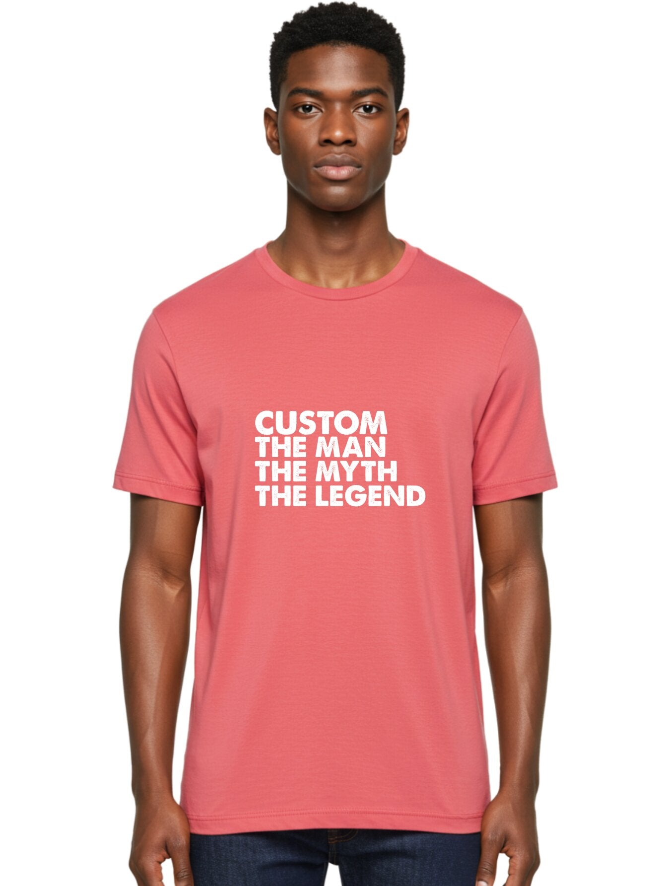 Custom The Man The Myth Men'S Graphic Tee, 100% Cotton, Comfortable Casual Summer Wear, Machine Washable, Custom Man, The Man, The Myth, The Legend, Personalized, Customized, Motivational Quote, Inspiration, Legendary Status, Bold Font, Aae223 22