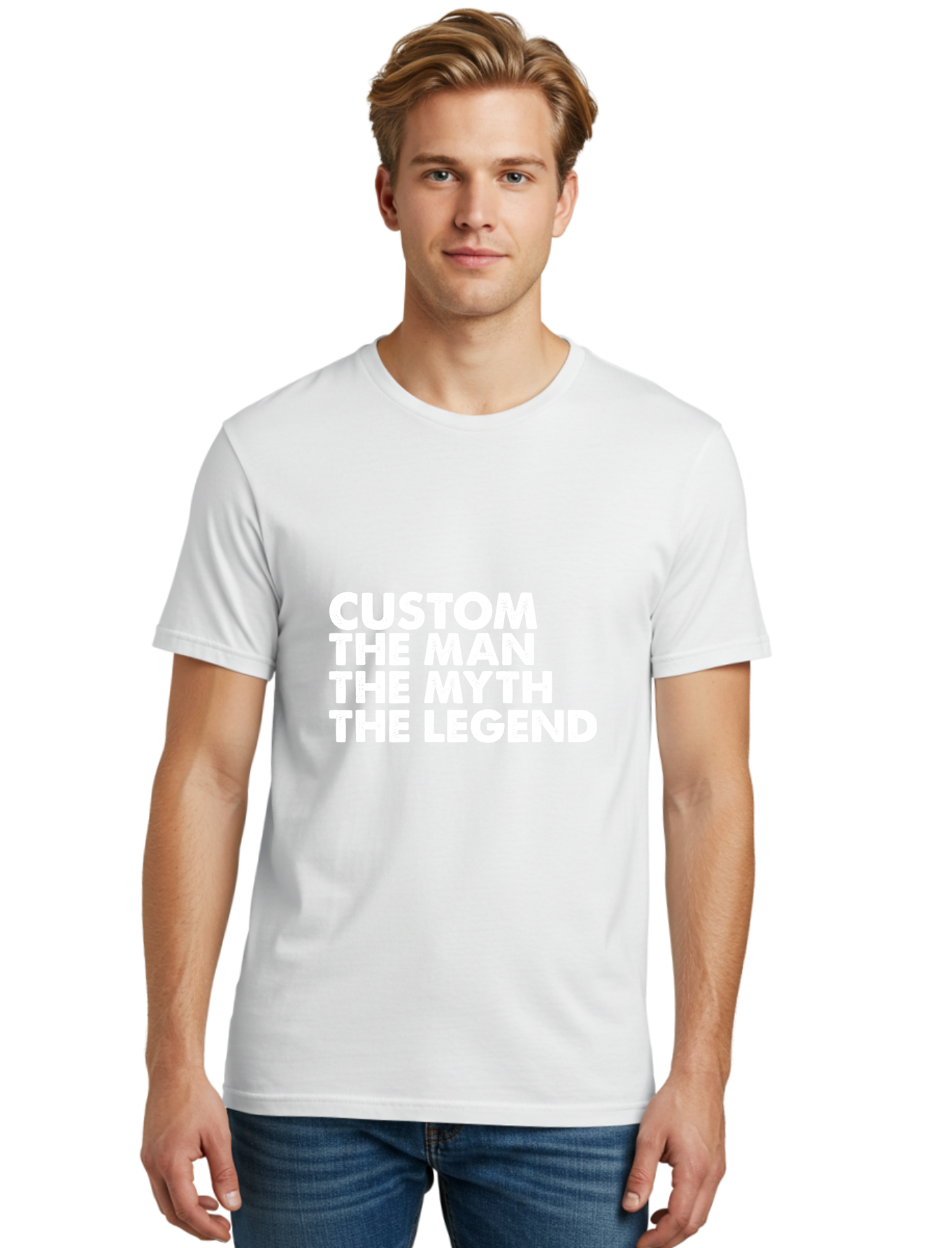 Custom The Man The Myth Men'S Graphic Tee, 100% Cotton, Comfortable Casual Summer Wear, Machine Washable, Custom Man, The Man, The Myth, The Legend, Personalized, Customized, Motivational Quote, Inspiration, Legendary Status, Bold Font, Aae223 8