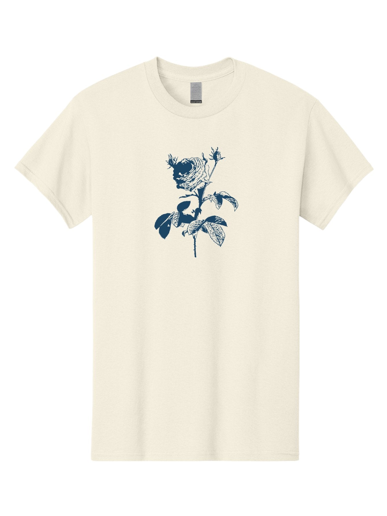 Dark Bloom Rose Men'S Graphic Tee, 100% Cotton, Comfortable Casual Summer Wear, Machine Washable, Blue Rose Illustration, Floral Design, Botanical Art, Flower Graphics, Rose Silhouette, Artistic Expression, Elegant Rose Aae226 9