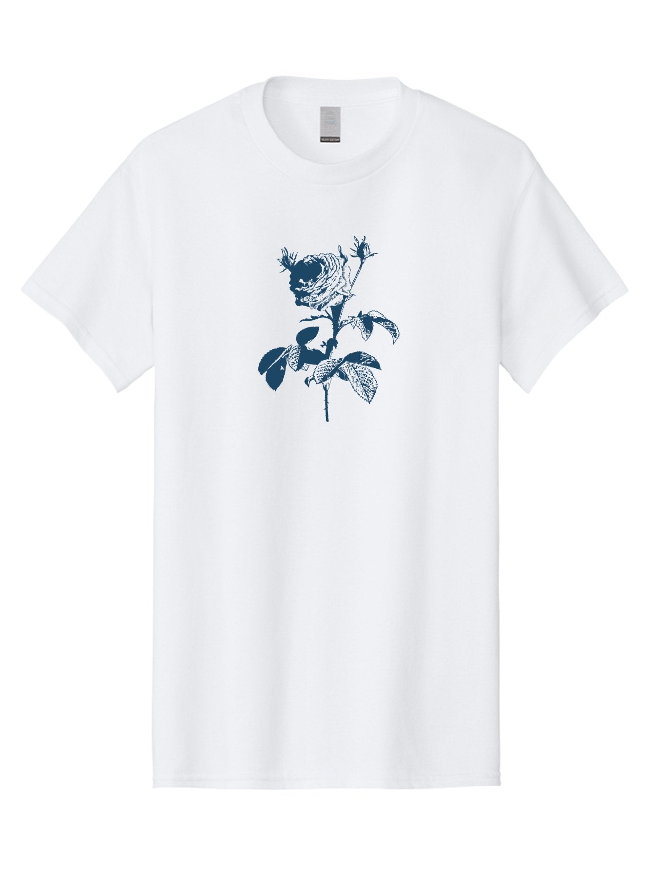 Dark Bloom Rose Men'S Graphic Tee, 100% Cotton, Comfortable Casual Summer Wear, Machine Washable, Blue Rose Illustration, Floral Design, Botanical Art, Flower Graphics, Rose Silhouette, Artistic Expression, Elegant Rose Aae226 14