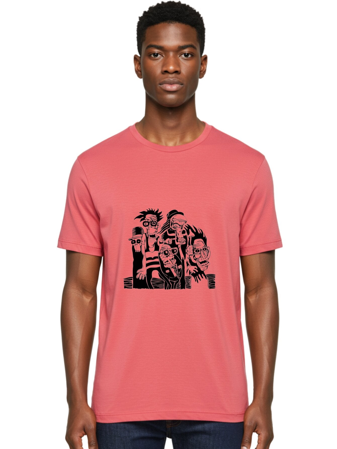 Dead Crew Men'S Graphic Tee, 100% Cotton, Comfortable Casual Summer Wear, Machine Washable, Zombies, Undead Creatures, Horror Theme, Dark Illustration, Gothic Art, Punk Style, Creepy Characters, Morbid Humor Aae227 22