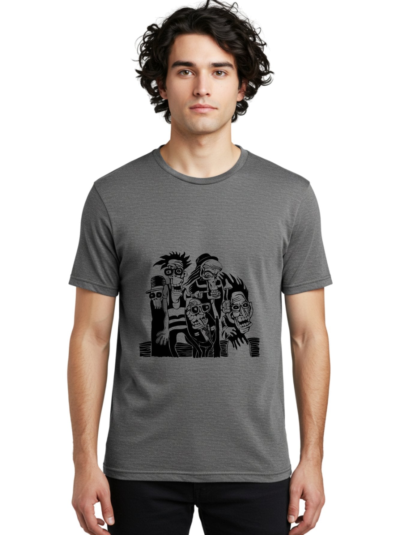 Dead Crew Men'S Graphic Tee, 100% Cotton, Comfortable Casual Summer Wear, Machine Washable, Zombies, Undead Creatures, Horror Theme, Dark Illustration, Gothic Art, Punk Style, Creepy Characters, Morbid Humor Aae227 30