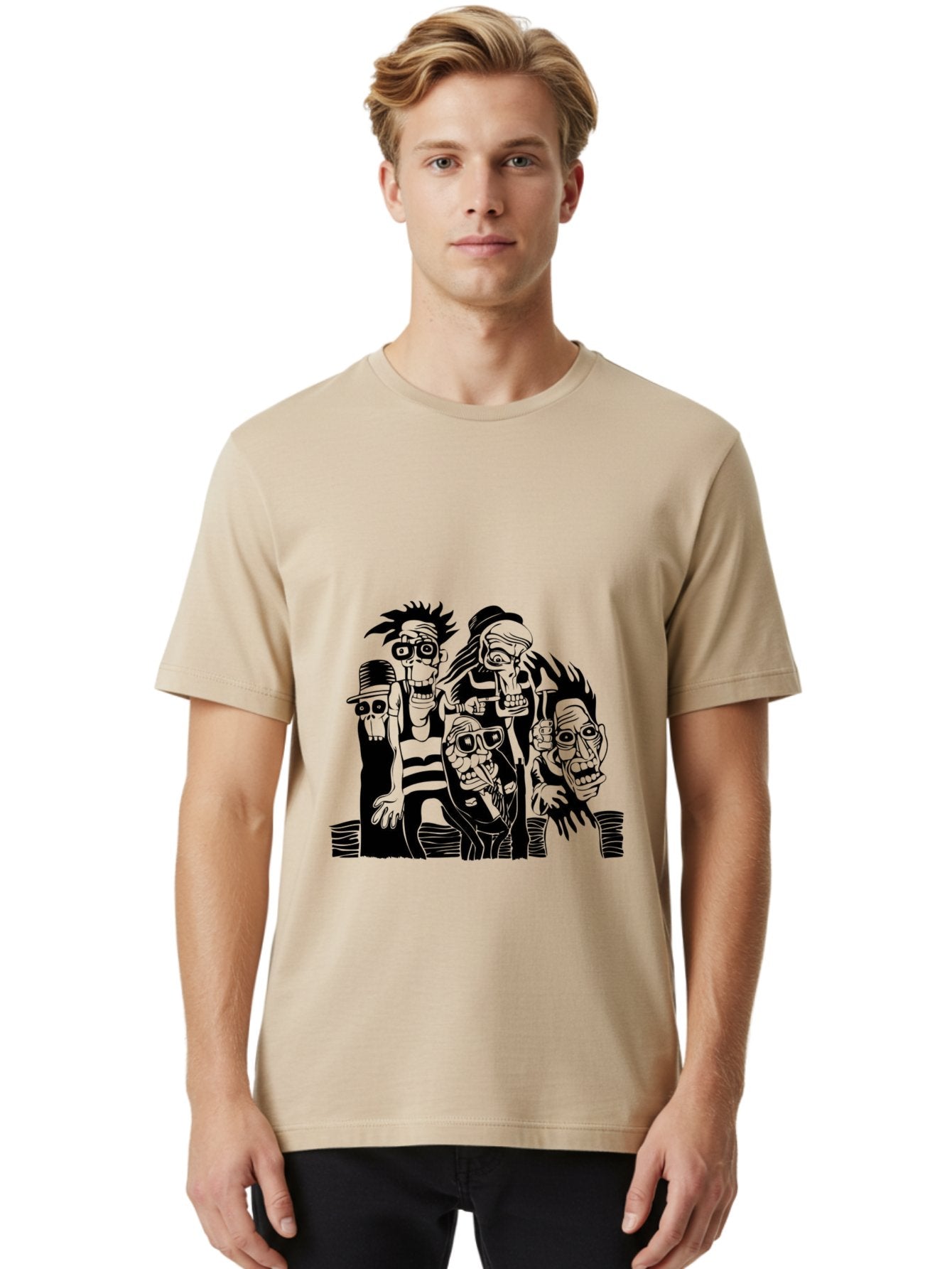 Dead Crew Men'S Graphic Tee, 100% Cotton, Comfortable Casual Summer Wear, Machine Washable, Zombies, Undead Creatures, Horror Theme, Dark Illustration, Gothic Art, Punk Style, Creepy Characters, Morbid Humor Aae227 29