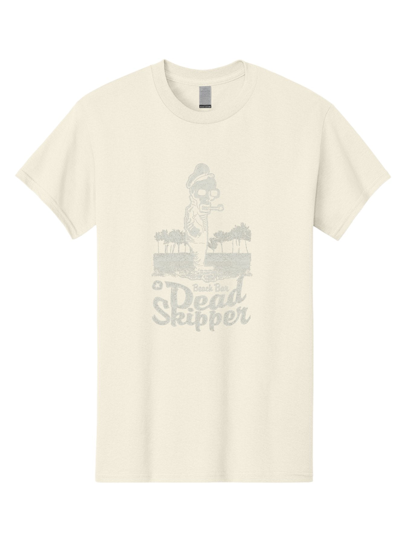 Dead Skipper Skull Men'S Graphic Tee, 100% Cotton, Comfortable Casual Summer Wear, Machine Washable, Skeleton Playing Guitar, Beach Bar Vibes, Tropical Setting, Palm Trees, Rock On, Summer Fun, Coastal Entertainment, Relaxed Atmosphere Aae228 7