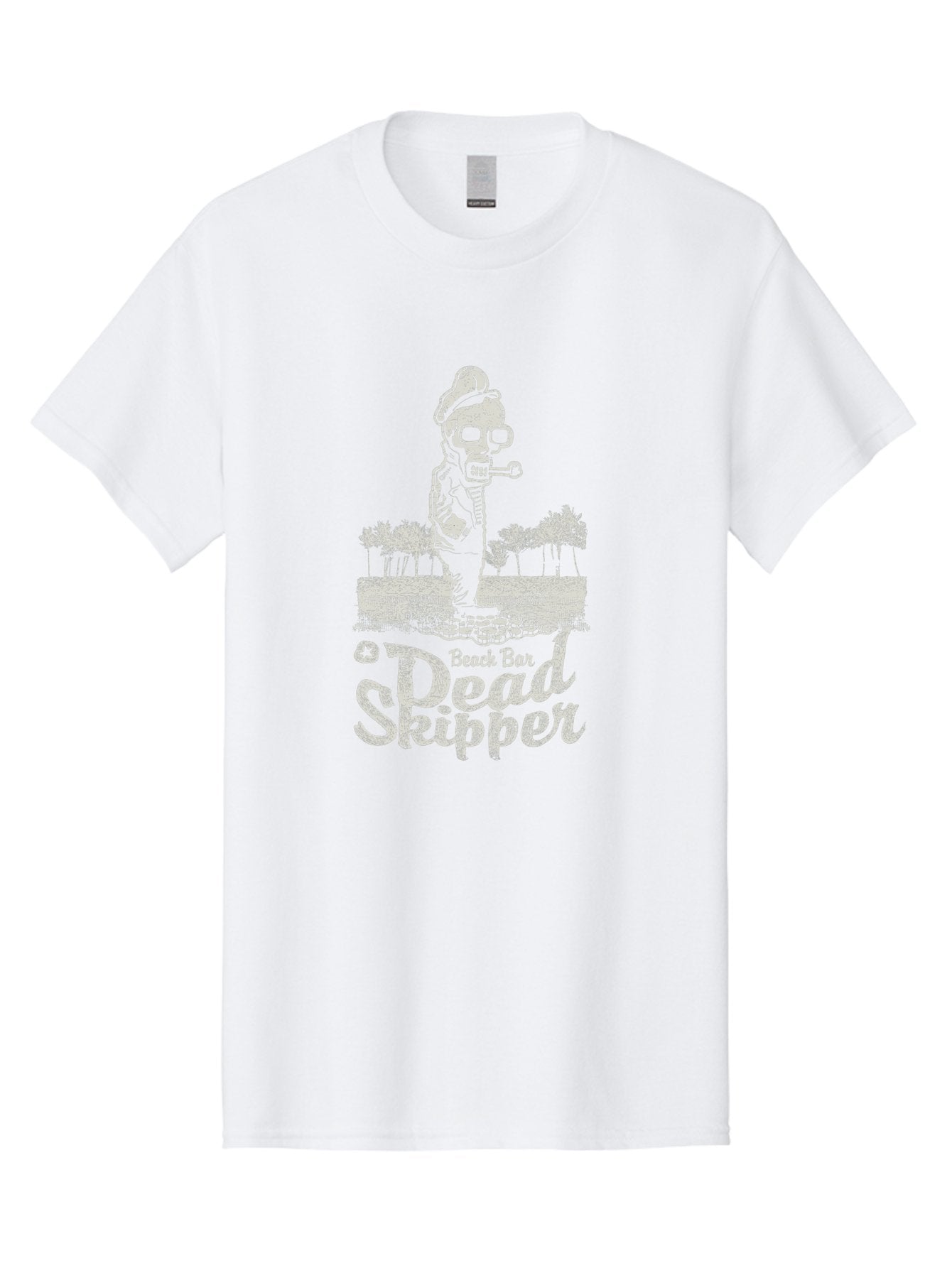Dead Skipper Skull Men'S Graphic Tee, 100% Cotton, Comfortable Casual Summer Wear, Machine Washable, Skeleton Playing Guitar, Beach Bar Vibes, Tropical Setting, Palm Trees, Rock On, Summer Fun, Coastal Entertainment, Relaxed Atmosphere Aae228 12