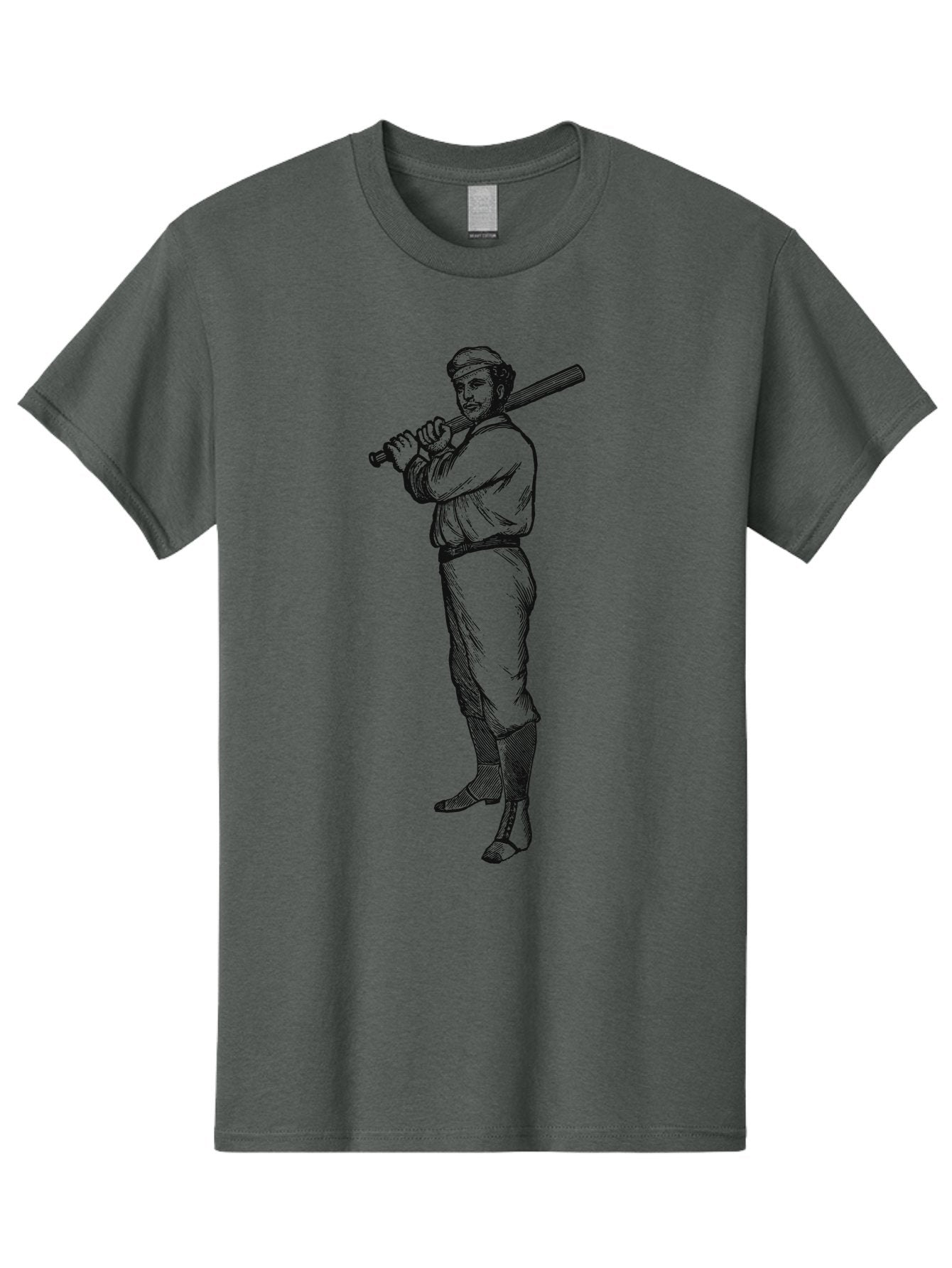 Deadball Era Legend Men'S Graphic Tee, 100% Cotton, Comfortable Casual Summer Wear, Machine Washable, Baseball Player, Vintage Illustration, Baseball Bat, Classic Uniform, Athletic Stance, Sports Nostalgia, Retro Graphics Aae229 5