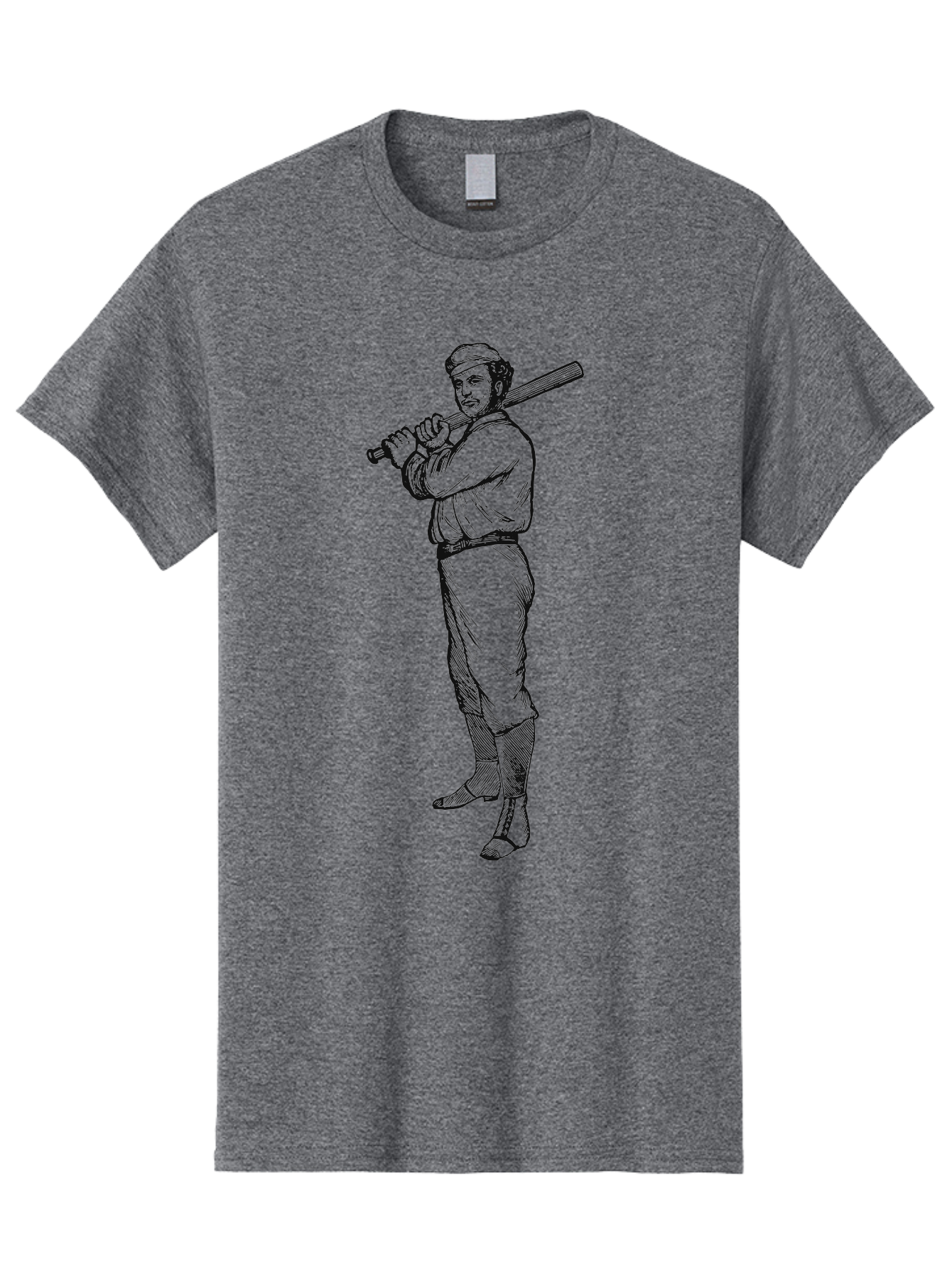 Deadball Era Legend Men'S Graphic Tee, 100% Cotton, Comfortable Casual Summer Wear, Machine Washable, Baseball Player, Vintage Illustration, Baseball Bat, Classic Uniform, Athletic Stance, Sports Nostalgia, Retro Graphics Aae229 21