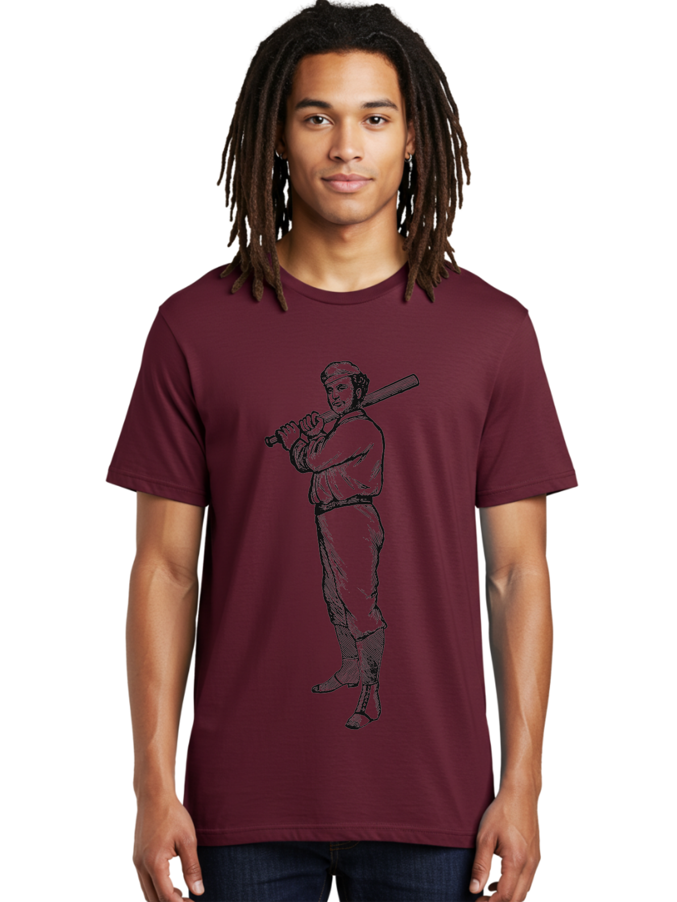 Deadball Era Legend Men'S Graphic Tee, 100% Cotton, Comfortable Casual Summer Wear, Machine Washable, Baseball Player, Vintage Illustration, Baseball Bat, Classic Uniform, Athletic Stance, Sports Nostalgia, Retro Graphics Aae229 8
