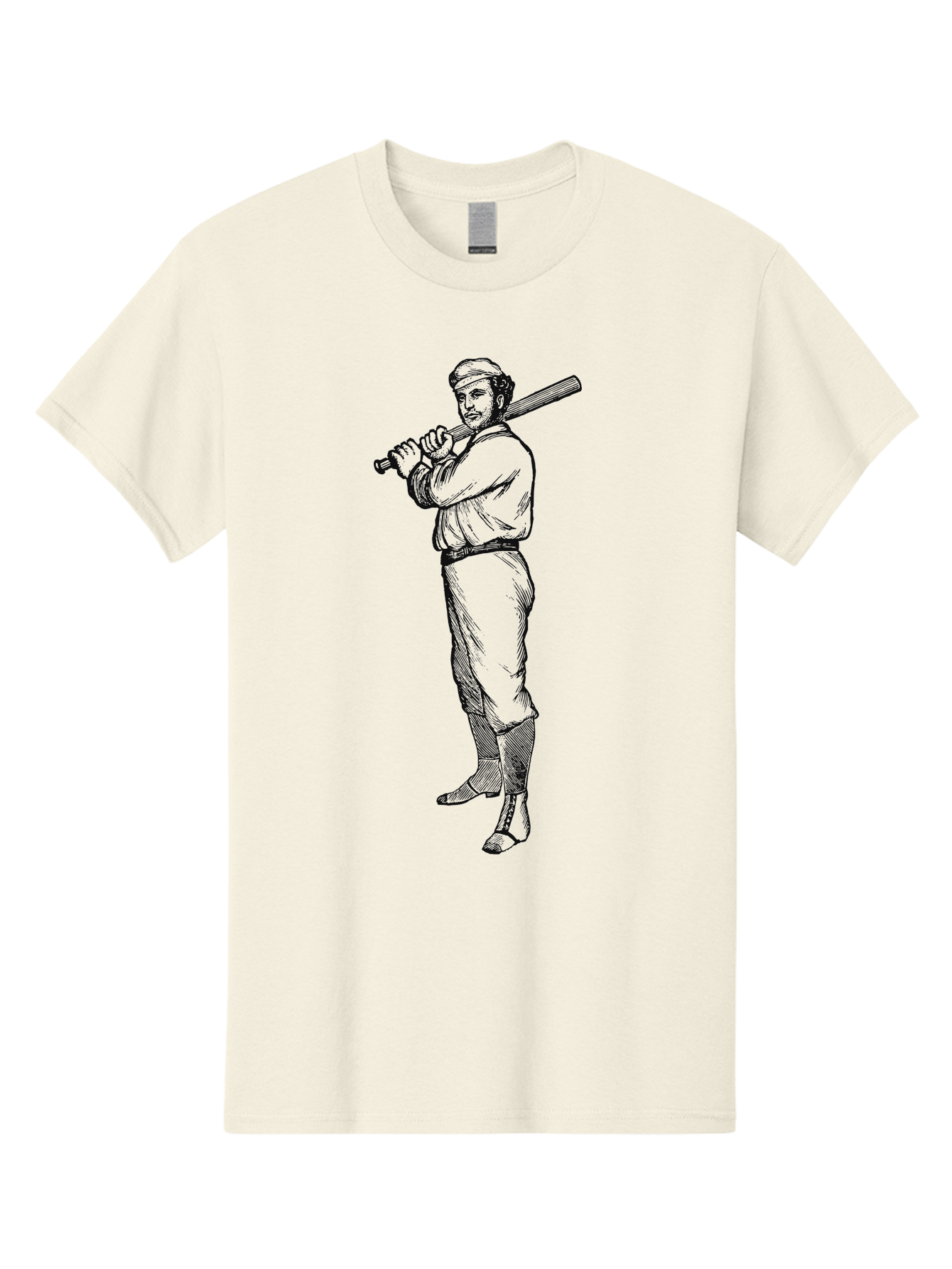 Deadball Era Legend Men'S Graphic Tee, 100% Cotton, Comfortable Casual Summer Wear, Machine Washable, Baseball Player, Vintage Illustration, Baseball Bat, Classic Uniform, Athletic Stance, Sports Nostalgia, Retro Graphics Aae229 27