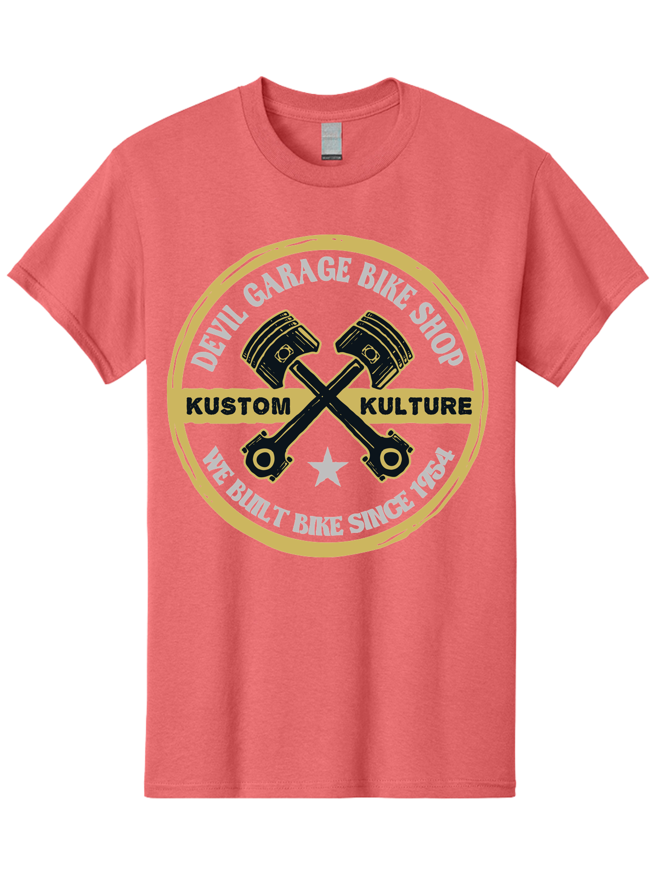 Devil Garage Men'S Graphic Tee, 100% Cotton, Comfortable Casual Summer Wear, Machine Washable, Custom Motorcycle Culture, Kustom Bikes, Bike Shop, Devil Garage, Motorcycle Enthusiasts, Bike Customization, Vintage Bikes, 1954 Legacy Aae233 13
