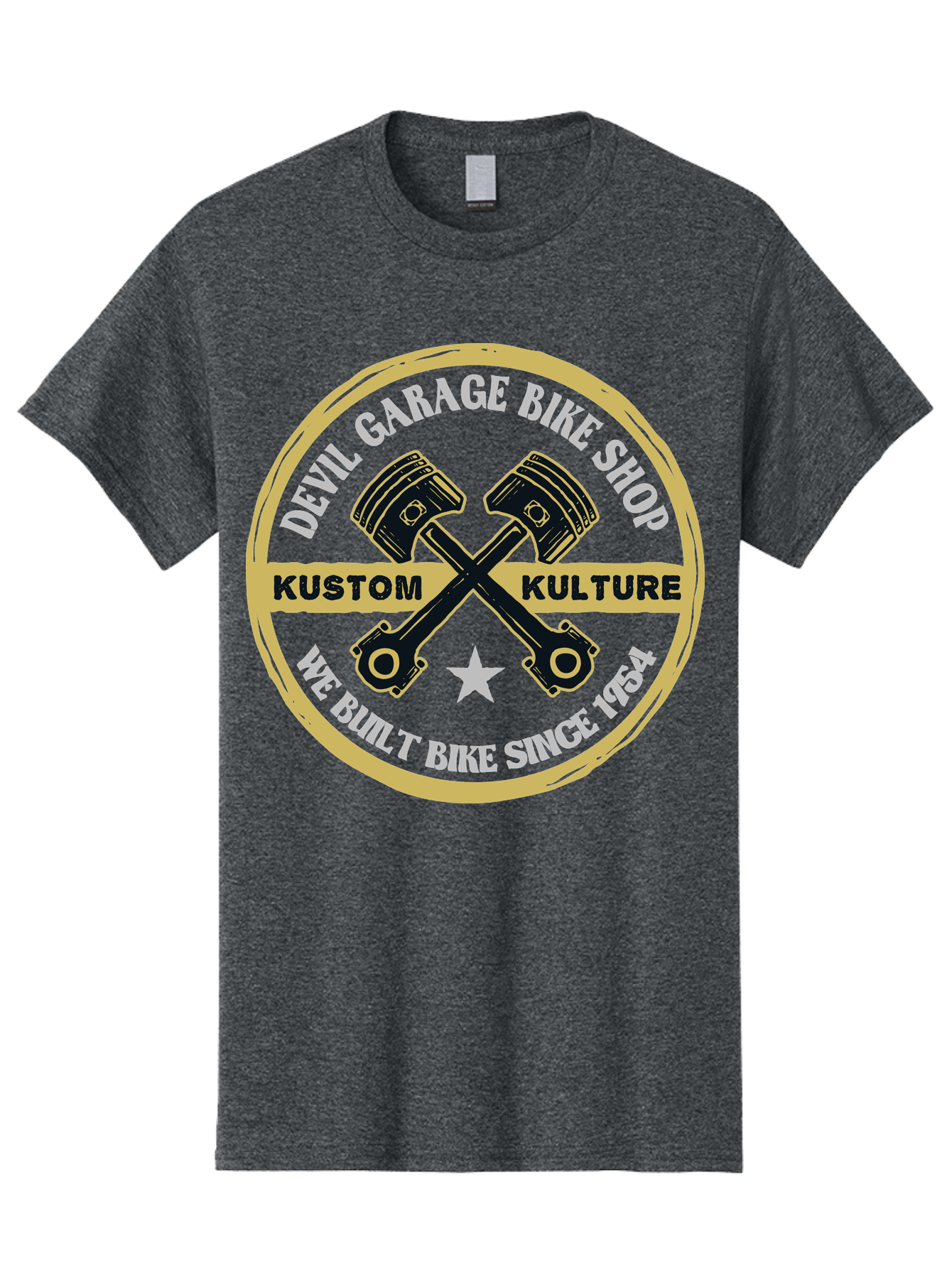 Devil Garage Men'S Graphic Tee, 100% Cotton, Comfortable Casual Summer Wear, Machine Washable, Custom Motorcycle Culture, Kustom Bikes, Bike Shop, Devil Garage, Motorcycle Enthusiasts, Bike Customization, Vintage Bikes, 1954 Legacy Aae233
