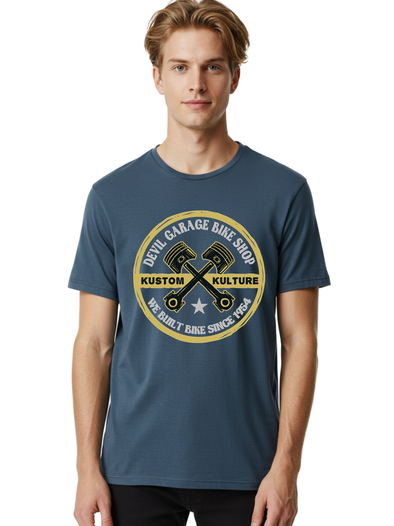Devil Garage Men'S Graphic Tee, 100% Cotton, Comfortable Casual Summer Wear, Machine Washable, Custom Motorcycle Culture, Kustom Bikes, Bike Shop, Devil Garage, Motorcycle Enthusiasts, Bike Customization, Vintage Bikes, 1954 Legacy Aae233 16