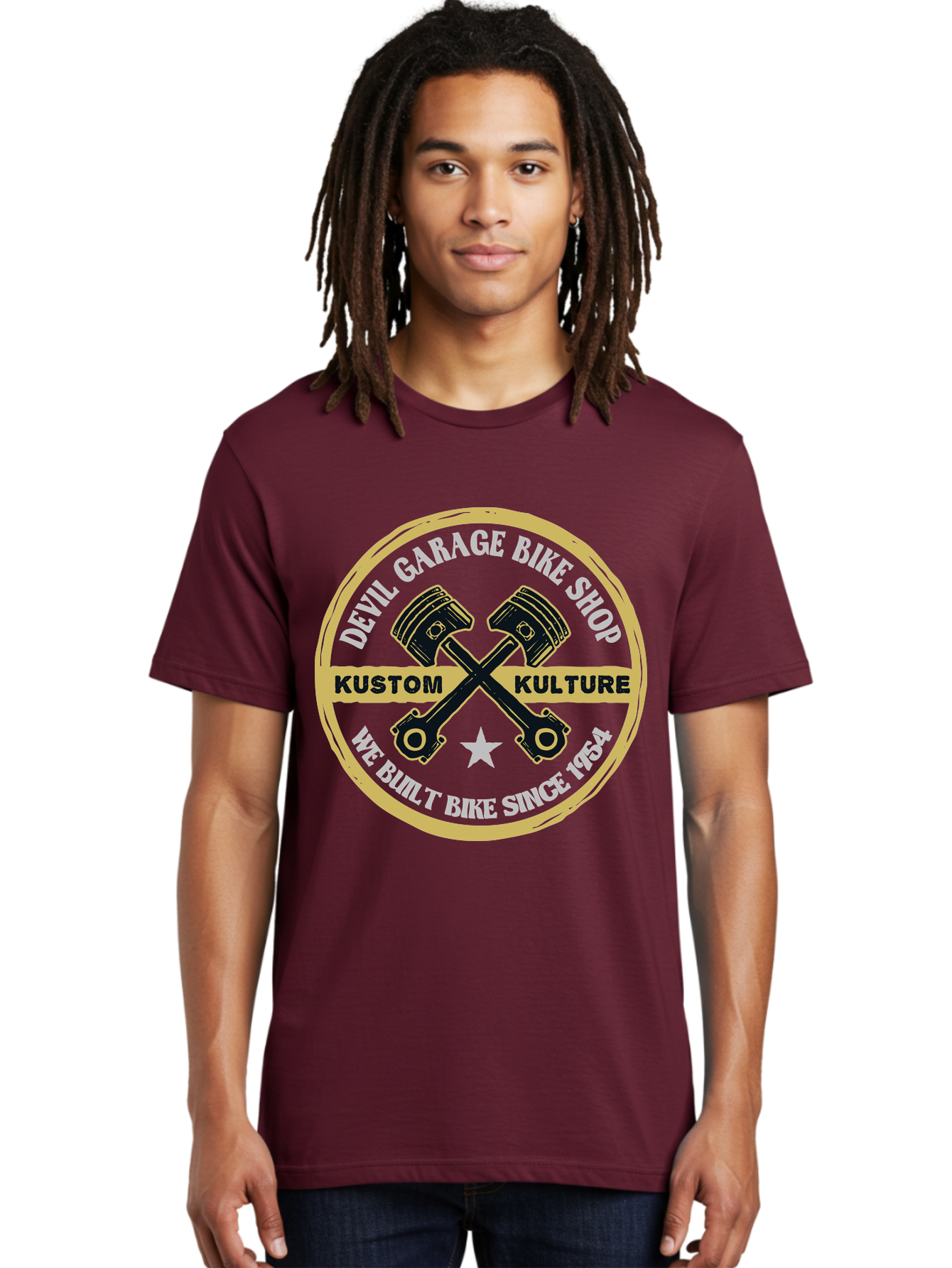 Devil Garage Men'S Graphic Tee, 100% Cotton, Comfortable Casual Summer Wear, Machine Washable, Custom Motorcycle Culture, Kustom Bikes, Bike Shop, Devil Garage, Motorcycle Enthusiasts, Bike Customization, Vintage Bikes, 1954 Legacy Aae233 4