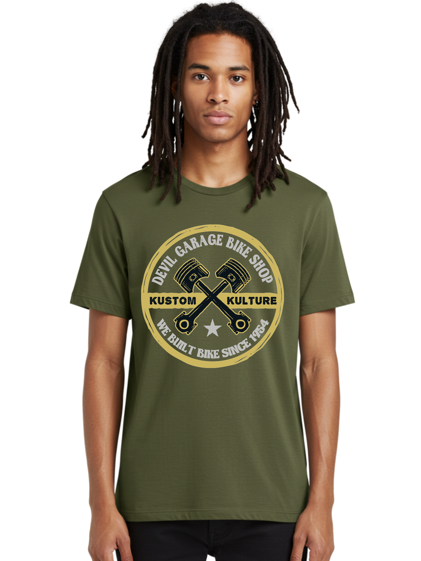 Devil Garage Men'S Graphic Tee, 100% Cotton, Comfortable Casual Summer Wear, Machine Washable, Custom Motorcycle Culture, Kustom Bikes, Bike Shop, Devil Garage, Motorcycle Enthusiasts, Bike Customization, Vintage Bikes, 1954 Legacy Aae233 28