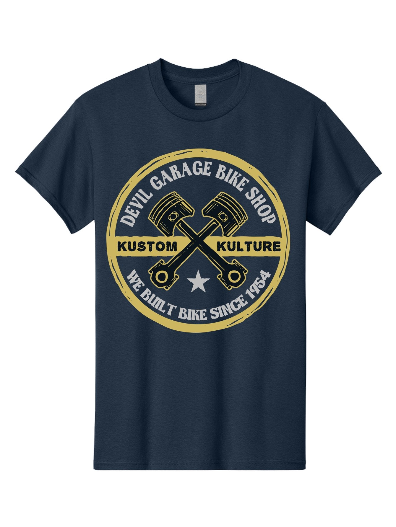 Devil Garage Men'S Graphic Tee, 100% Cotton, Comfortable Casual Summer Wear, Machine Washable, Custom Motorcycle Culture, Kustom Bikes, Bike Shop, Devil Garage, Motorcycle Enthusiasts, Bike Customization, Vintage Bikes, 1954 Legacy Aae233 12