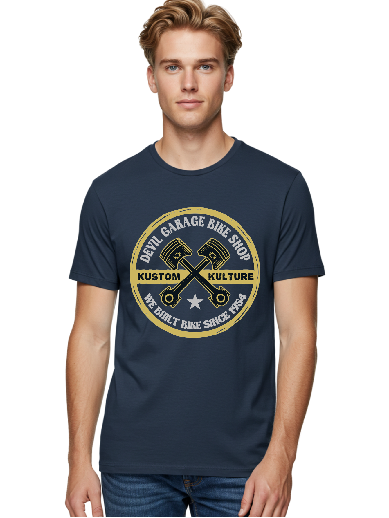 Devil Garage Men'S Graphic Tee, 100% Cotton, Comfortable Casual Summer Wear, Machine Washable, Custom Motorcycle Culture, Kustom Bikes, Bike Shop, Devil Garage, Motorcycle Enthusiasts, Bike Customization, Vintage Bikes, 1954 Legacy Aae233 6
