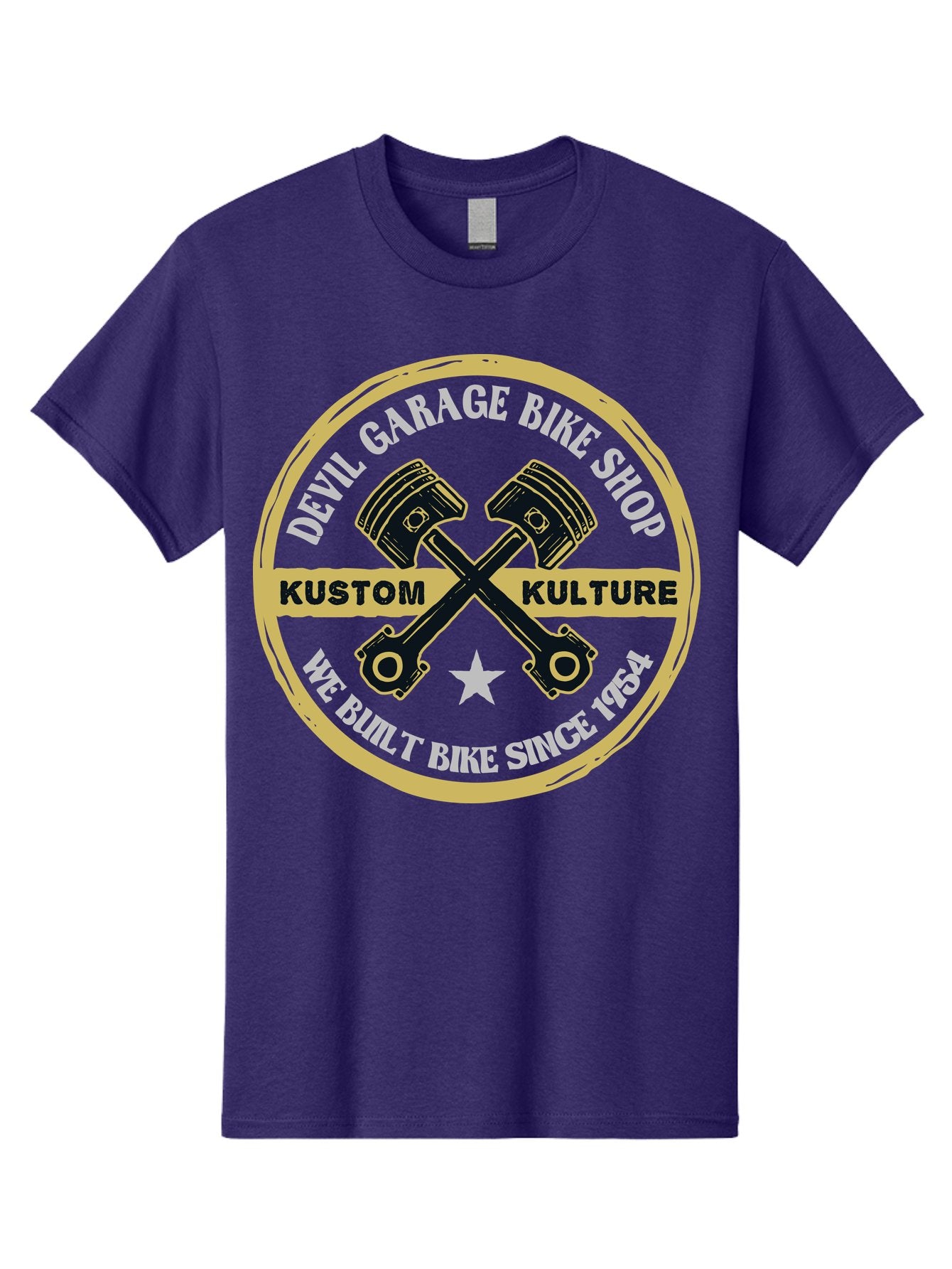 Devil Garage Men'S Graphic Tee, 100% Cotton, Comfortable Casual Summer Wear, Machine Washable, Custom Motorcycle Culture, Kustom Bikes, Bike Shop, Devil Garage, Motorcycle Enthusiasts, Bike Customization, Vintage Bikes, 1954 Legacy Aae233 7