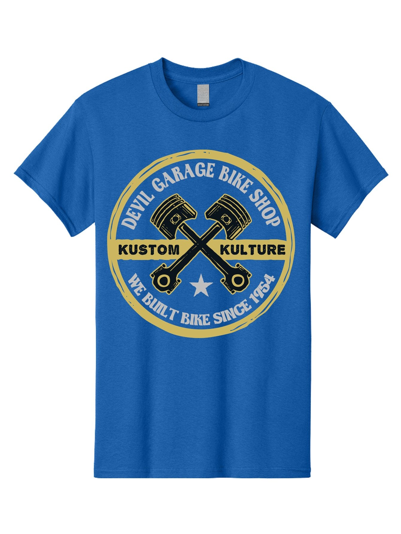 Devil Garage Men'S Graphic Tee, 100% Cotton, Comfortable Casual Summer Wear, Machine Washable, Custom Motorcycle Culture, Kustom Bikes, Bike Shop, Devil Garage, Motorcycle Enthusiasts, Bike Customization, Vintage Bikes, 1954 Legacy Aae233 8