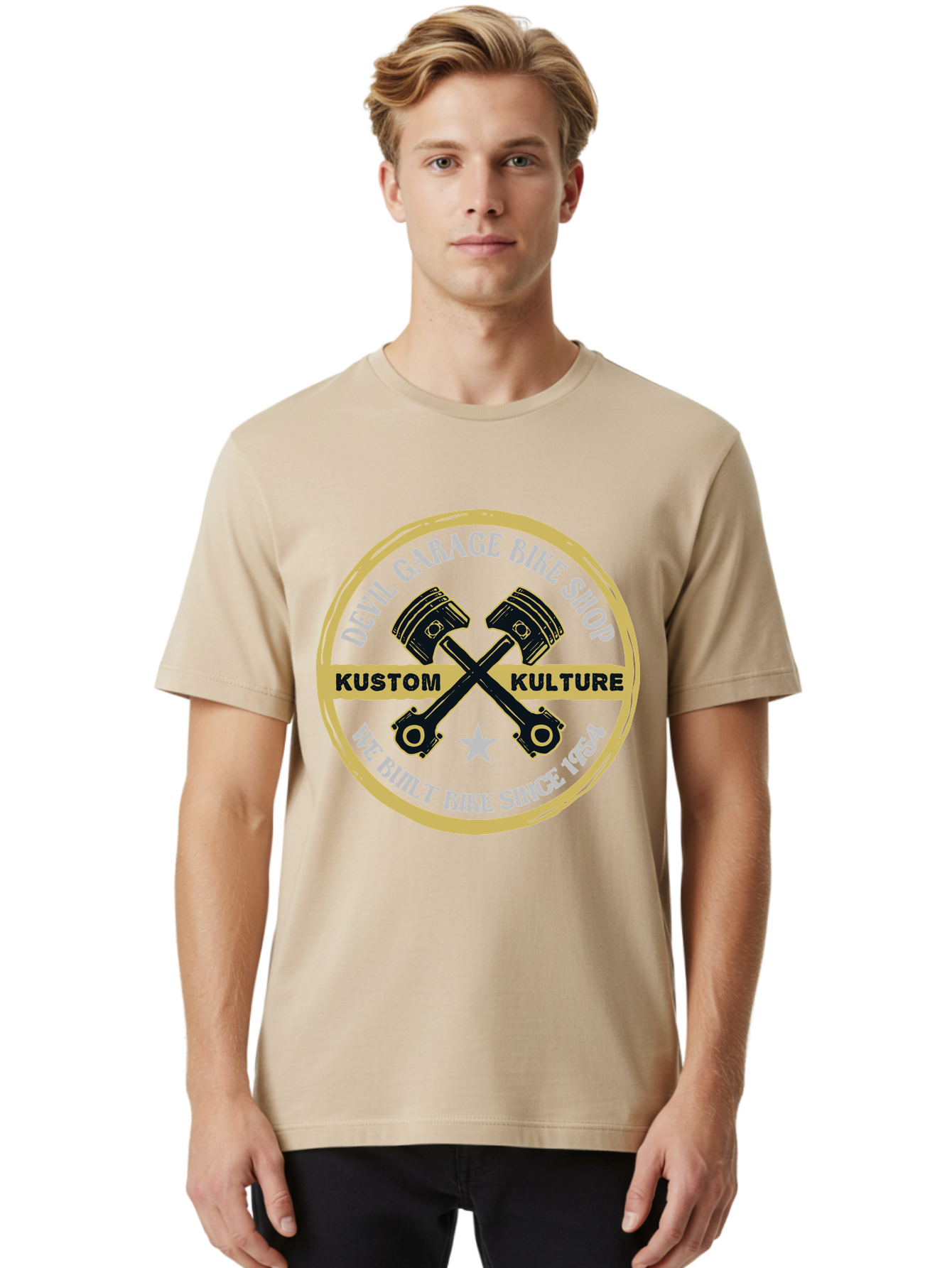 Devil Garage Men'S Graphic Tee, 100% Cotton, Comfortable Casual Summer Wear, Machine Washable, Custom Motorcycle Culture, Kustom Bikes, Bike Shop, Devil Garage, Motorcycle Enthusiasts, Bike Customization, Vintage Bikes, 1954 Legacy Aae233 18