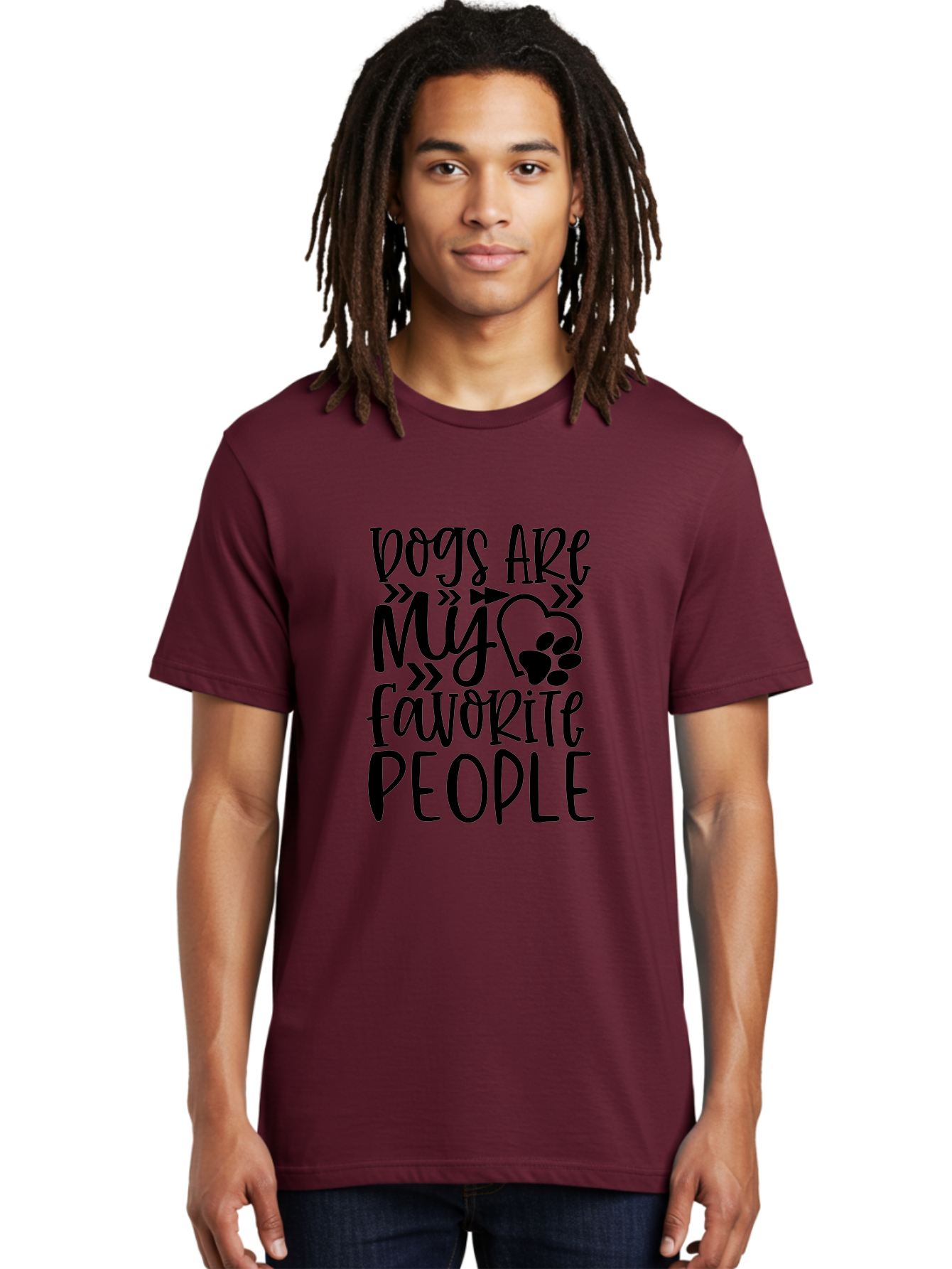 Dogs Are My Favorite People Men'S Graphic Tee, 100% Cotton, Comfortable Casual Summer Wear, Machine Washable, Funny Dog Quotes, Dog Lovers, Dog Owners, Paw Print, Dog Hearts, Dog Quotes Aae237