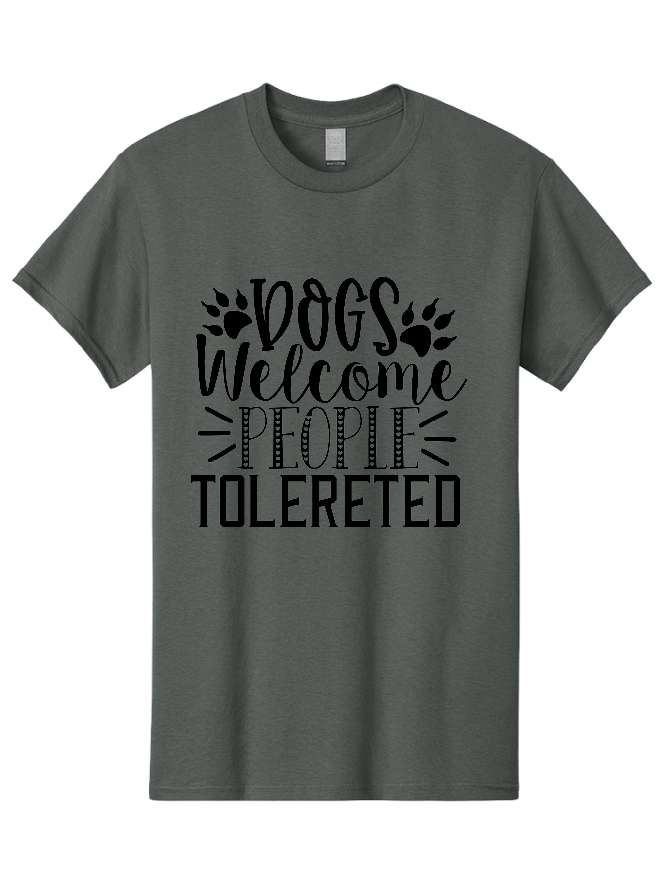 Dogs Welcome People Tolereted Men'S Graphic Tee, 100% Cotton, Comfortable Casual Summer Wear, Machine Washable, Funny Dog Quote, Dog Lovers, Humorous Quote, Dog Friendly, Paw Print Design, Playful Typography, Dog Owners, Quirky Humor Aae240 25