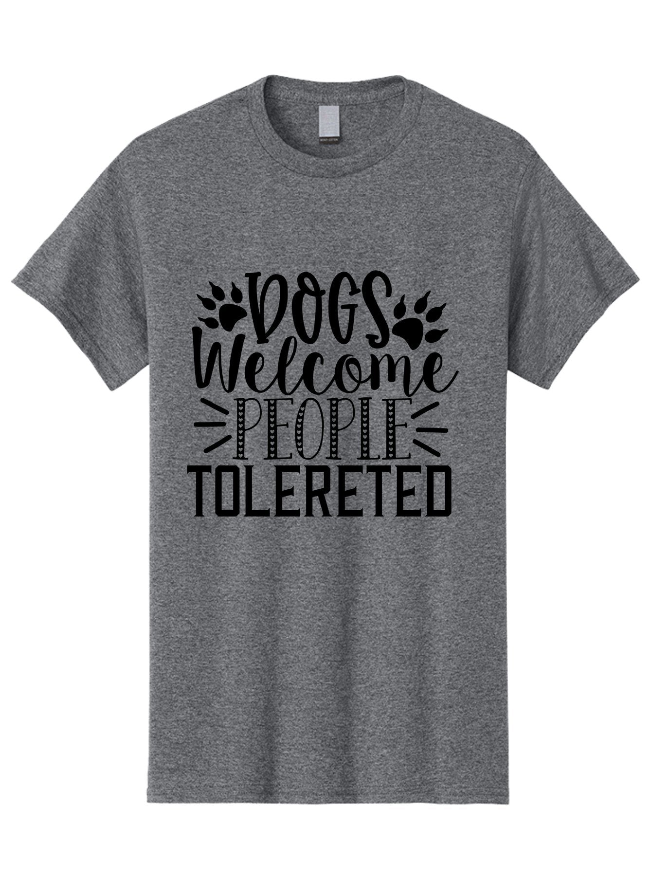 Dogs Welcome People Tolereted Men'S Graphic Tee, 100% Cotton, Comfortable Casual Summer Wear, Machine Washable, Funny Dog Quote, Dog Lovers, Humorous Quote, Dog Friendly, Paw Print Design, Playful Typography, Dog Owners, Quirky Humor Aae240 15