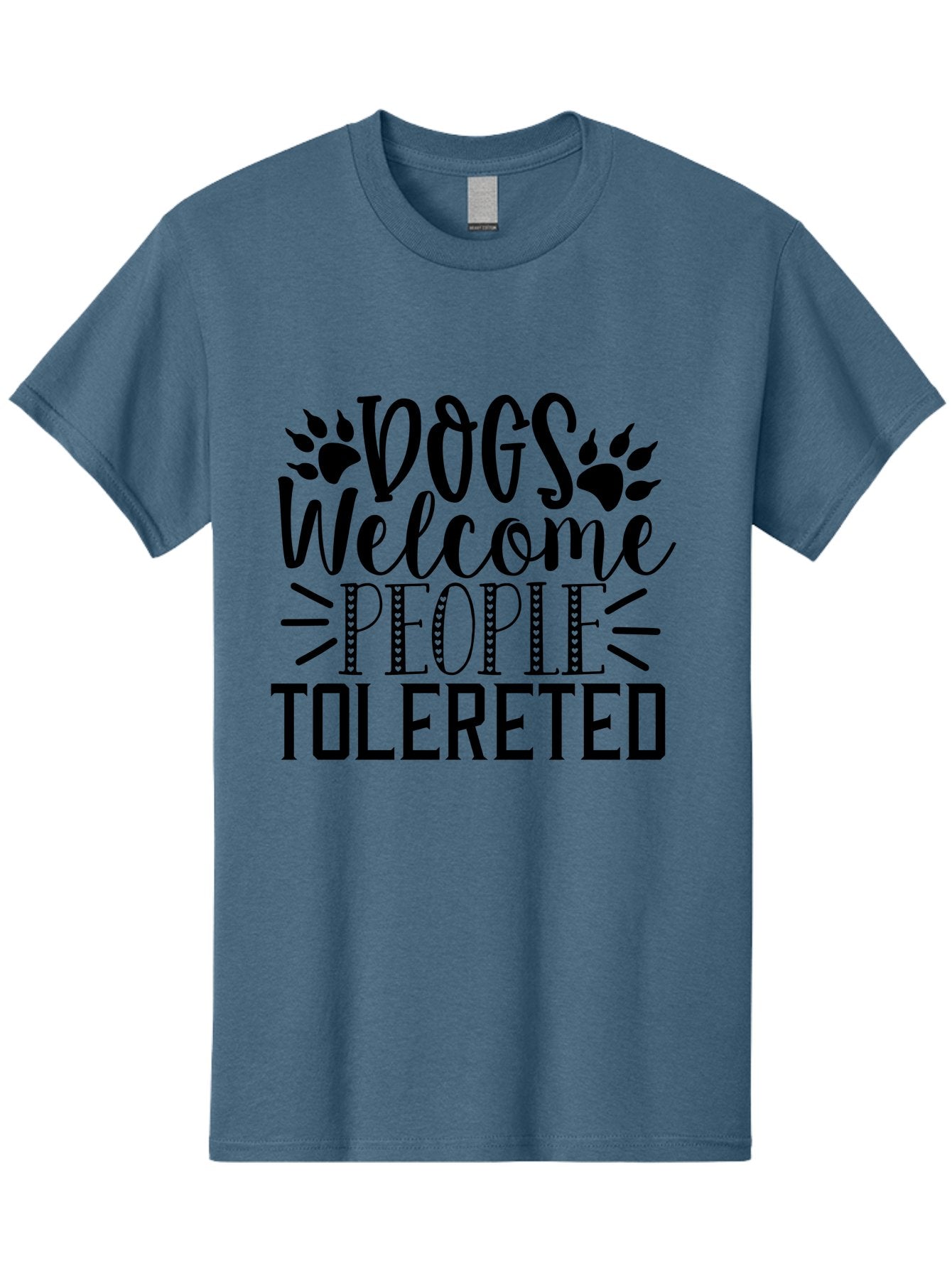 Dogs Welcome People Tolereted Men'S Graphic Tee, 100% Cotton, Comfortable Casual Summer Wear, Machine Washable, Funny Dog Quote, Dog Lovers, Humorous Quote, Dog Friendly, Paw Print Design, Playful Typography, Dog Owners, Quirky Humor Aae240 3
