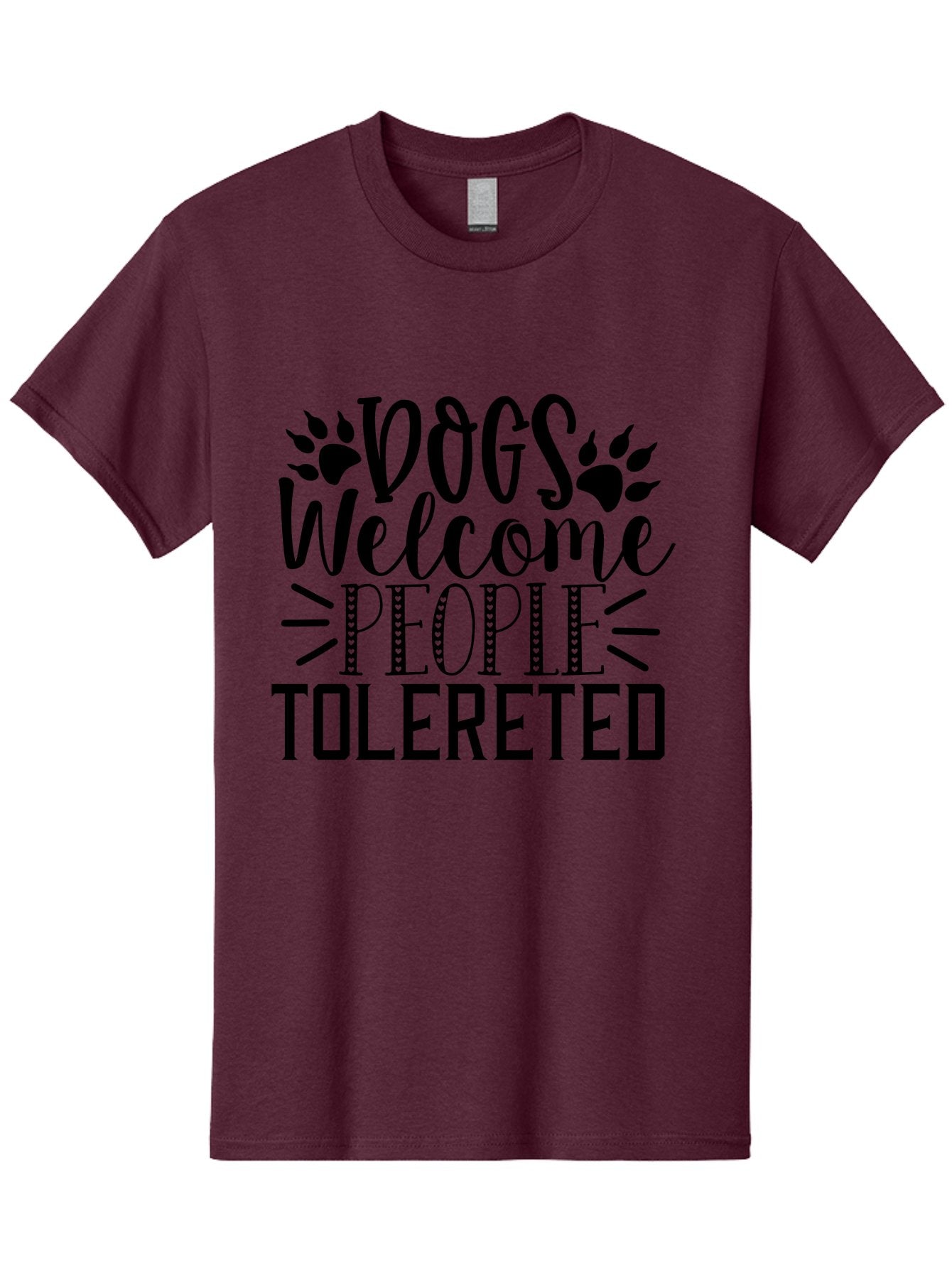 Dogs Welcome People Tolereted Men'S Graphic Tee, 100% Cotton, Comfortable Casual Summer Wear, Machine Washable, Funny Dog Quote, Dog Lovers, Humorous Quote, Dog Friendly, Paw Print Design, Playful Typography, Dog Owners, Quirky Humor Aae240 13