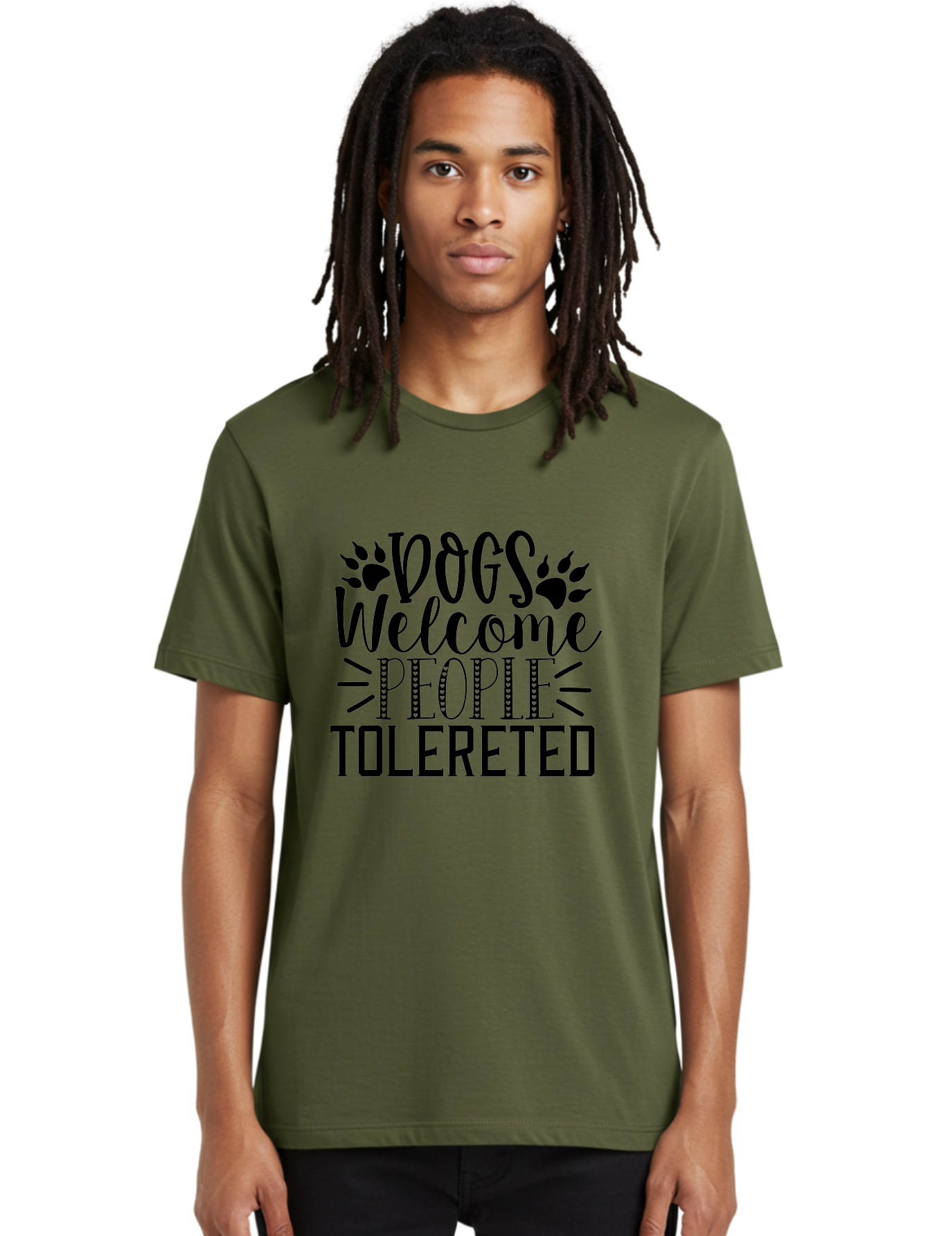 Dogs Welcome People Tolereted Men'S Graphic Tee, 100% Cotton, Comfortable Casual Summer Wear, Machine Washable, Funny Dog Quote, Dog Lovers, Humorous Quote, Dog Friendly, Paw Print Design, Playful Typography, Dog Owners, Quirky Humor Aae240 10