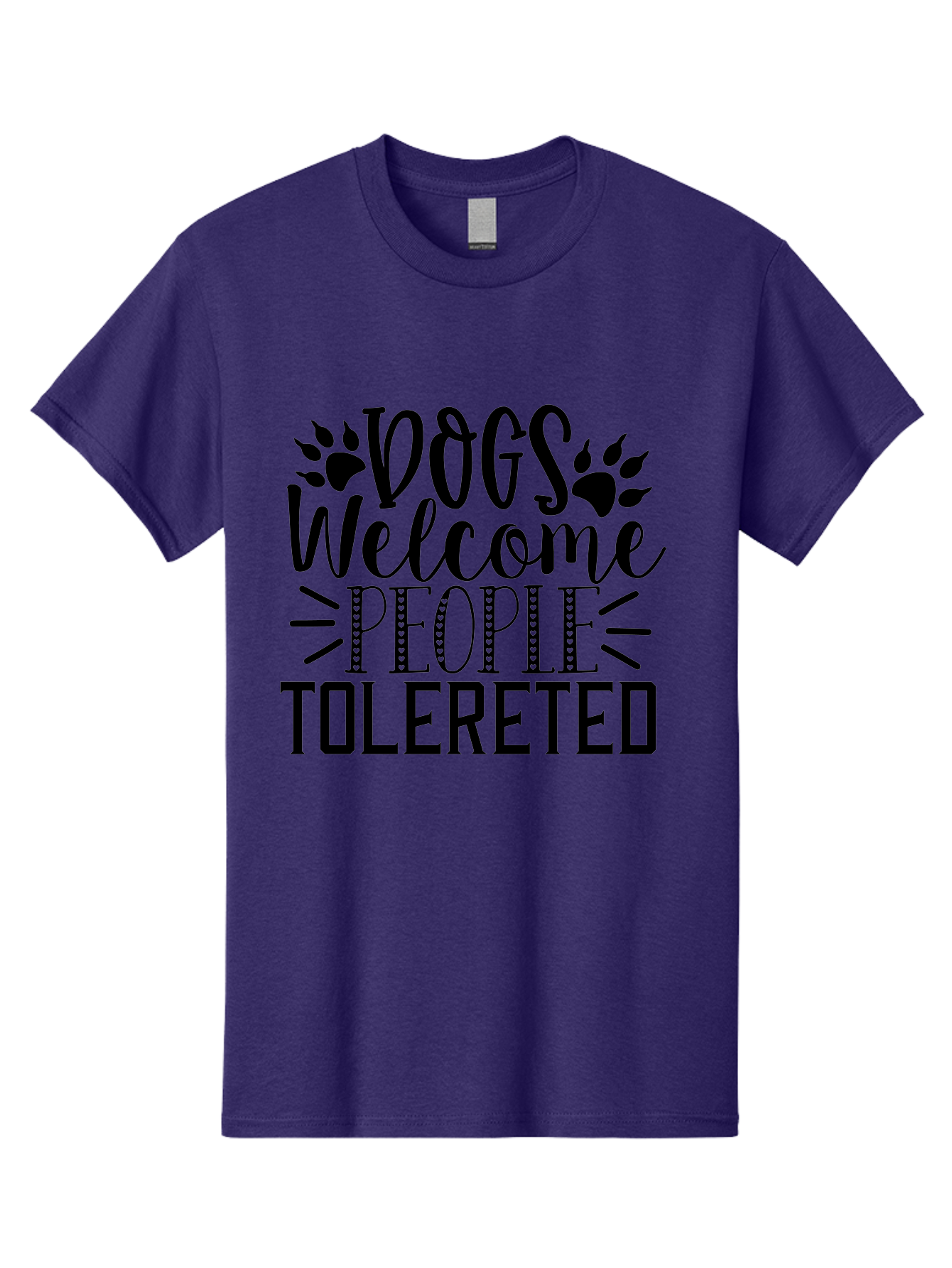 Dogs Welcome People Tolereted Men'S Graphic Tee, 100% Cotton, Comfortable Casual Summer Wear, Machine Washable, Funny Dog Quote, Dog Lovers, Humorous Quote, Dog Friendly, Paw Print Design, Playful Typography, Dog Owners, Quirky Humor Aae240 19
