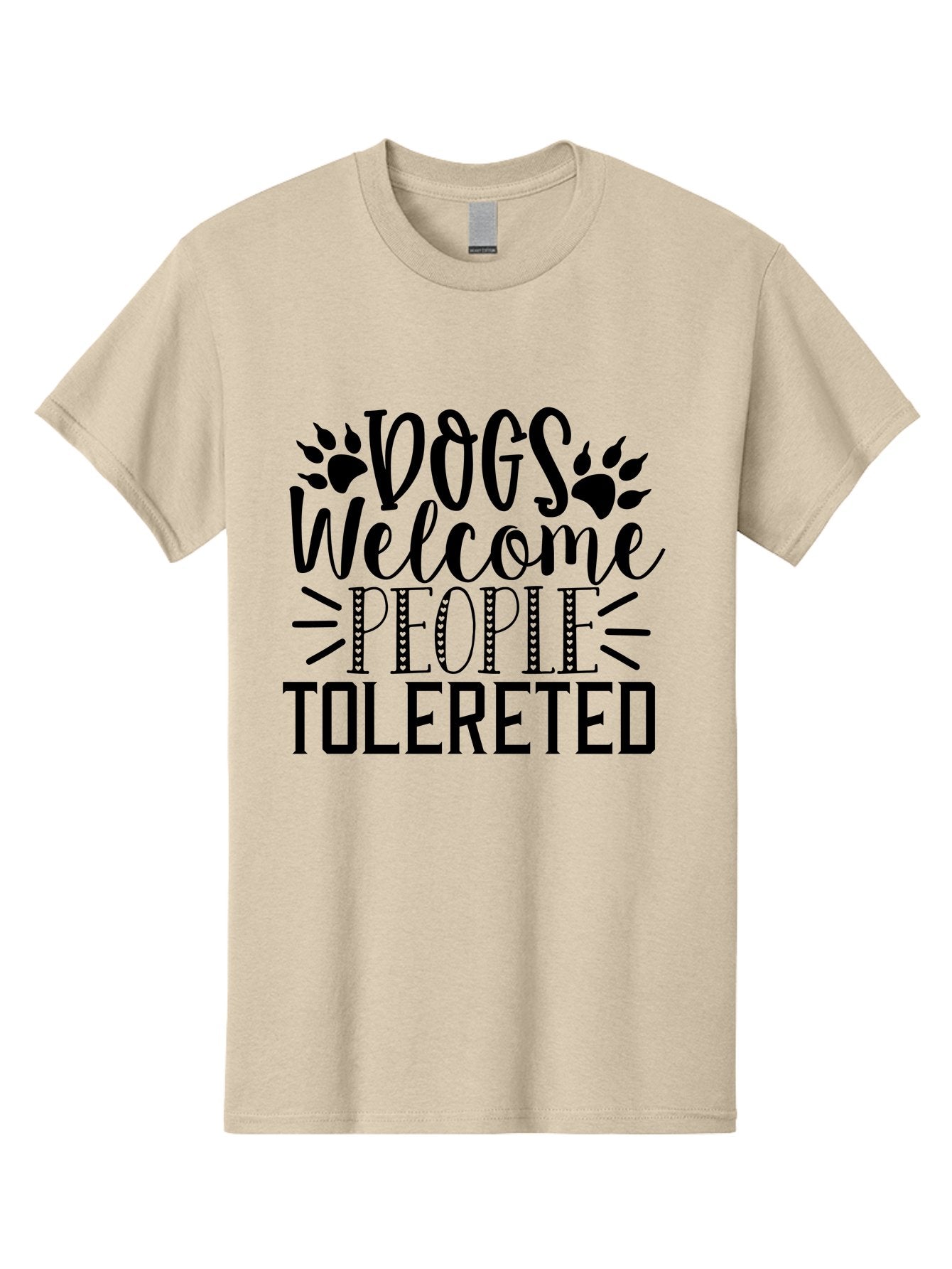 Dogs Welcome People Tolereted Men'S Graphic Tee, 100% Cotton, Comfortable Casual Summer Wear, Machine Washable, Funny Dog Quote, Dog Lovers, Humorous Quote, Dog Friendly, Paw Print Design, Playful Typography, Dog Owners, Quirky Humor Aae240 5