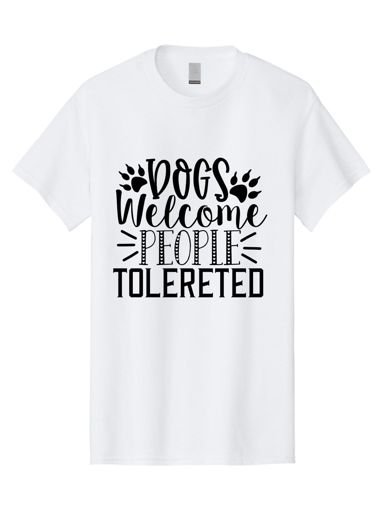 Dogs Welcome People Tolereted Men'S Graphic Tee, 100% Cotton, Comfortable Casual Summer Wear, Machine Washable, Funny Dog Quote, Dog Lovers, Humorous Quote, Dog Friendly, Paw Print Design, Playful Typography, Dog Owners, Quirky Humor Aae240 21