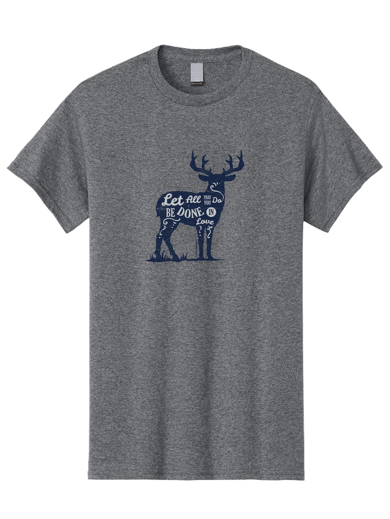 Done In Love Men'S Graphic Tee, 100% Cotton, Comfortable Casual Summer Wear, Machine Washable, Inspirational Deer Design, Motivational Quote, Love Message, Wildlife Art, Typographic Illustration, Positive Affirmation, Creative Typography, Aae242 3